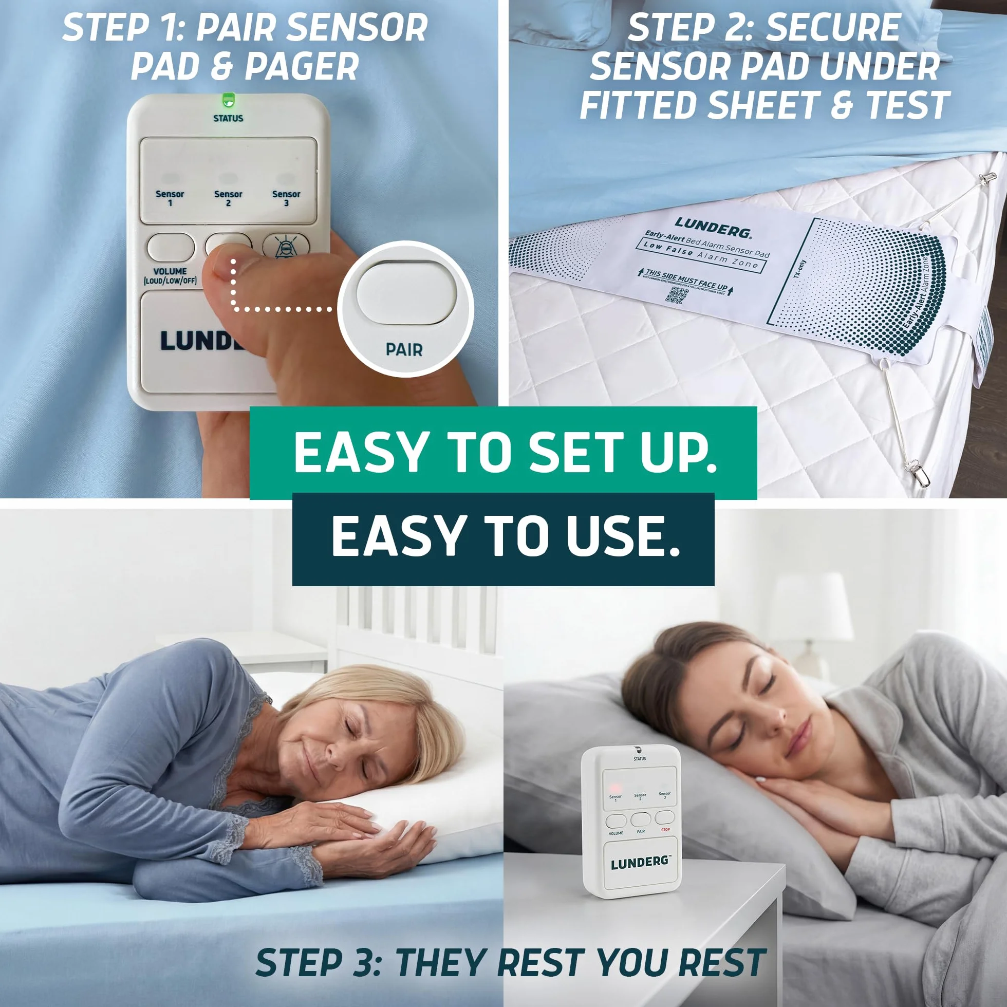 Set de Alarma de Cama Lunderg con Alerta Anticipada