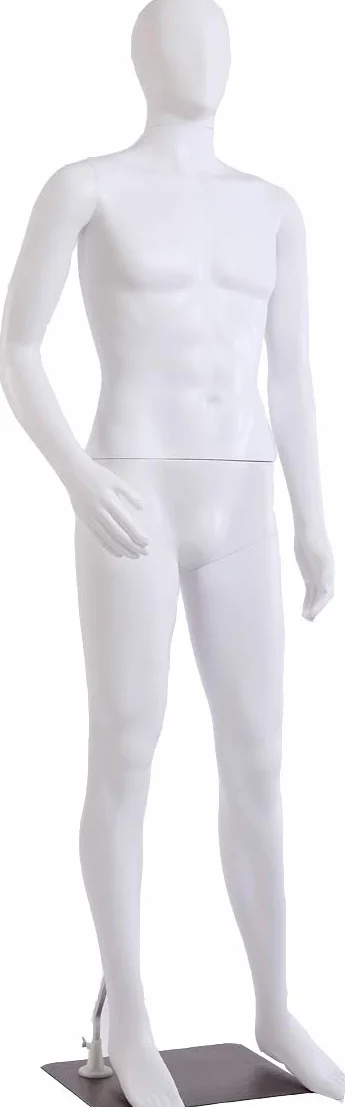 NMC-1W Maniquí masculino FC blanco mate sin cara brazos y cabeza giratoria 360 grados maniquí femenino maniquí cabeza de huevo (NMC-1W hombre)