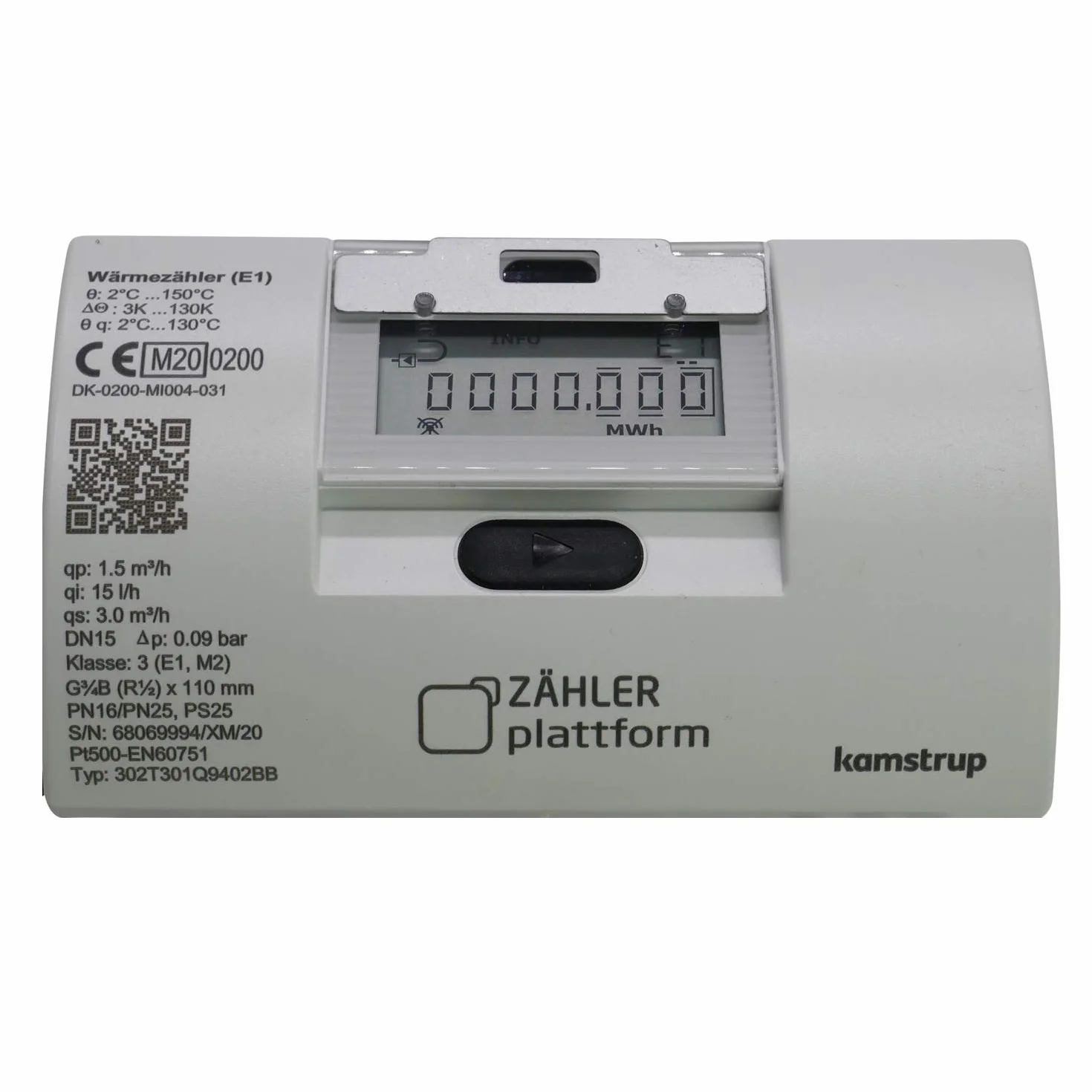 Medidor de calor ultrasónico Qn 1,5 m³/h, longitud de construcción 110 mm, diámetro TF 5,2 calibración 2026 válido hasta 2032