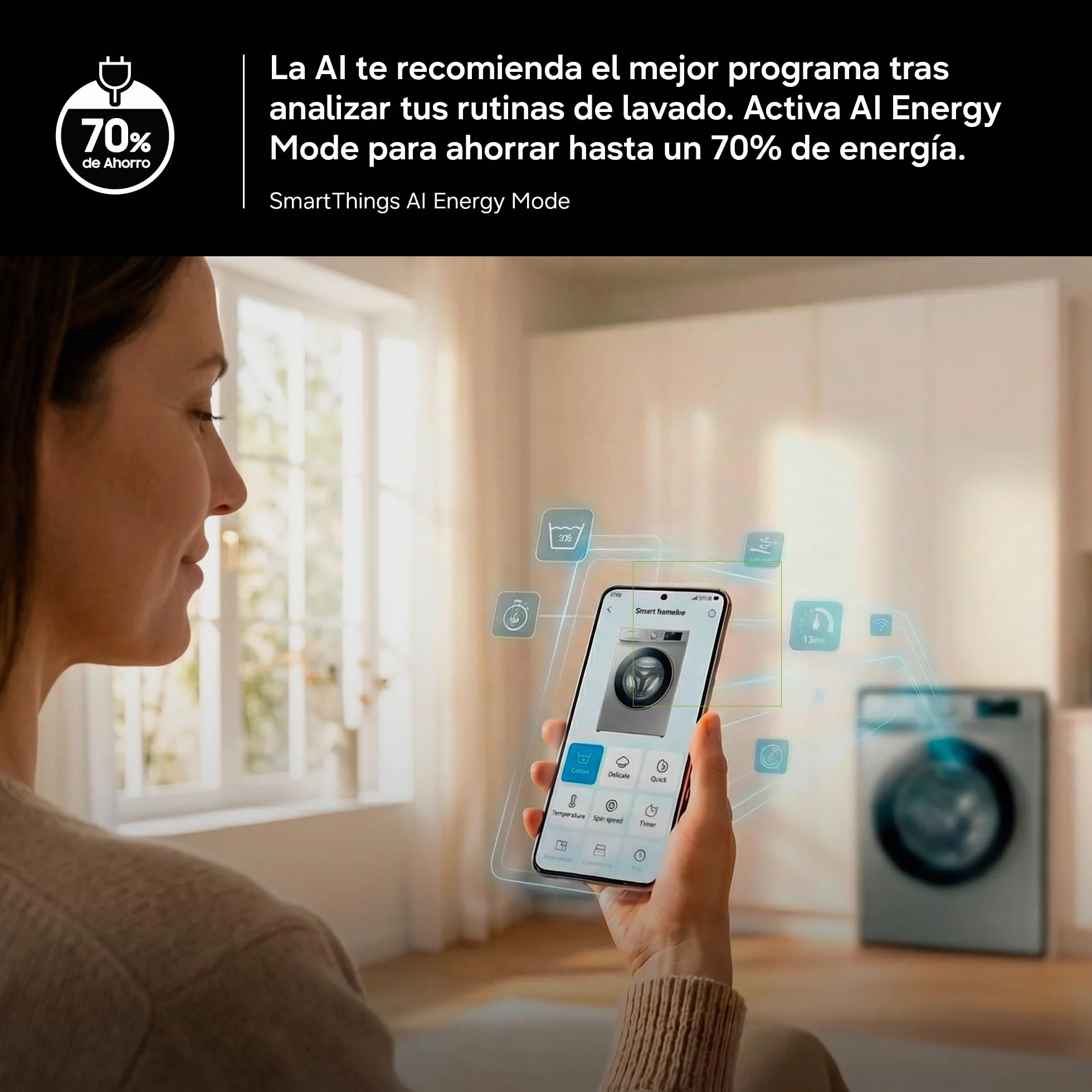 SAMSUNG WW90CGC04DTEEC Lavadora 9KG AI EcoBubble SmartThings Inteligencia Artificial Clase A Blanco
