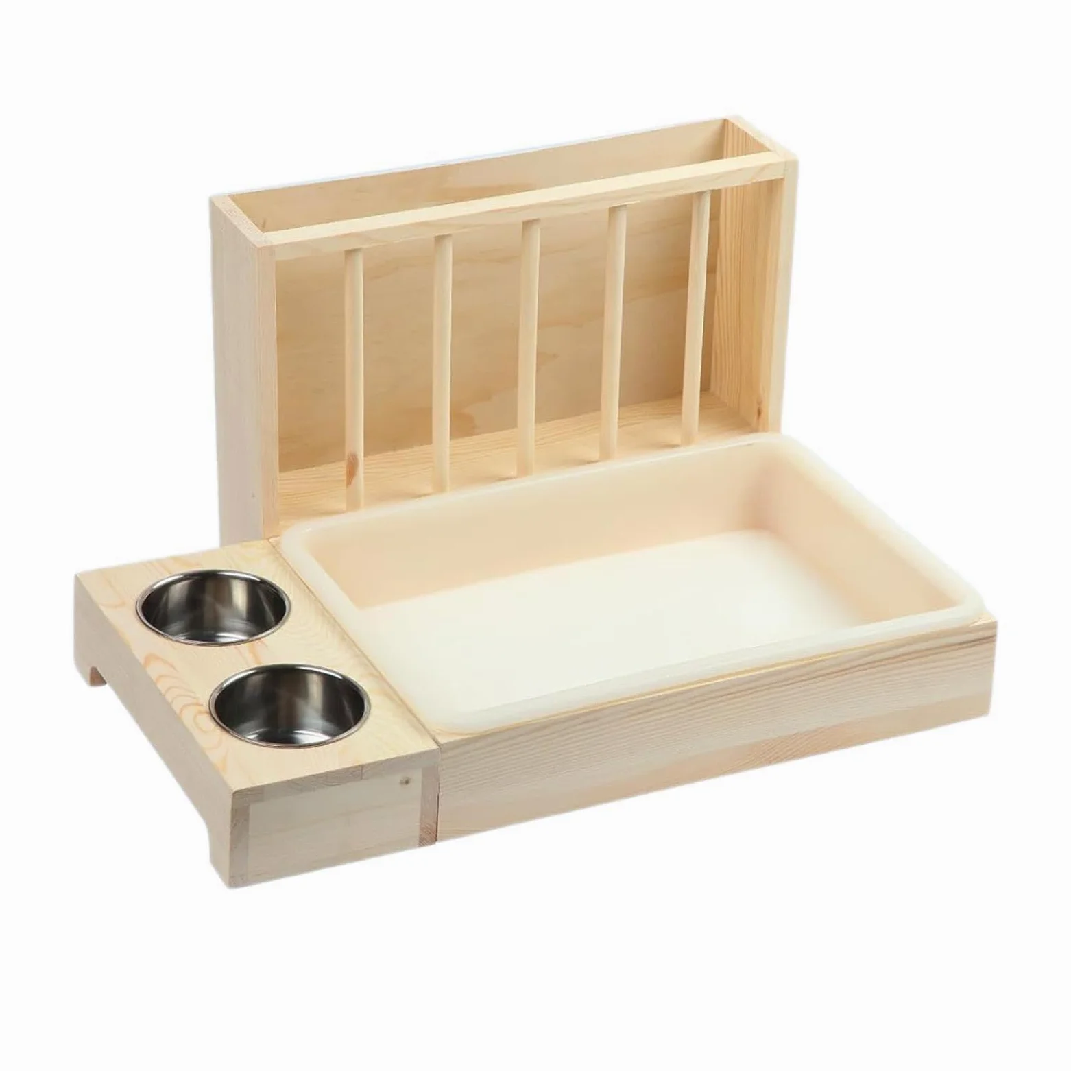 Comedero de Madera para Conejos, Comedero/baño para Chinchillas Y Jerbos.