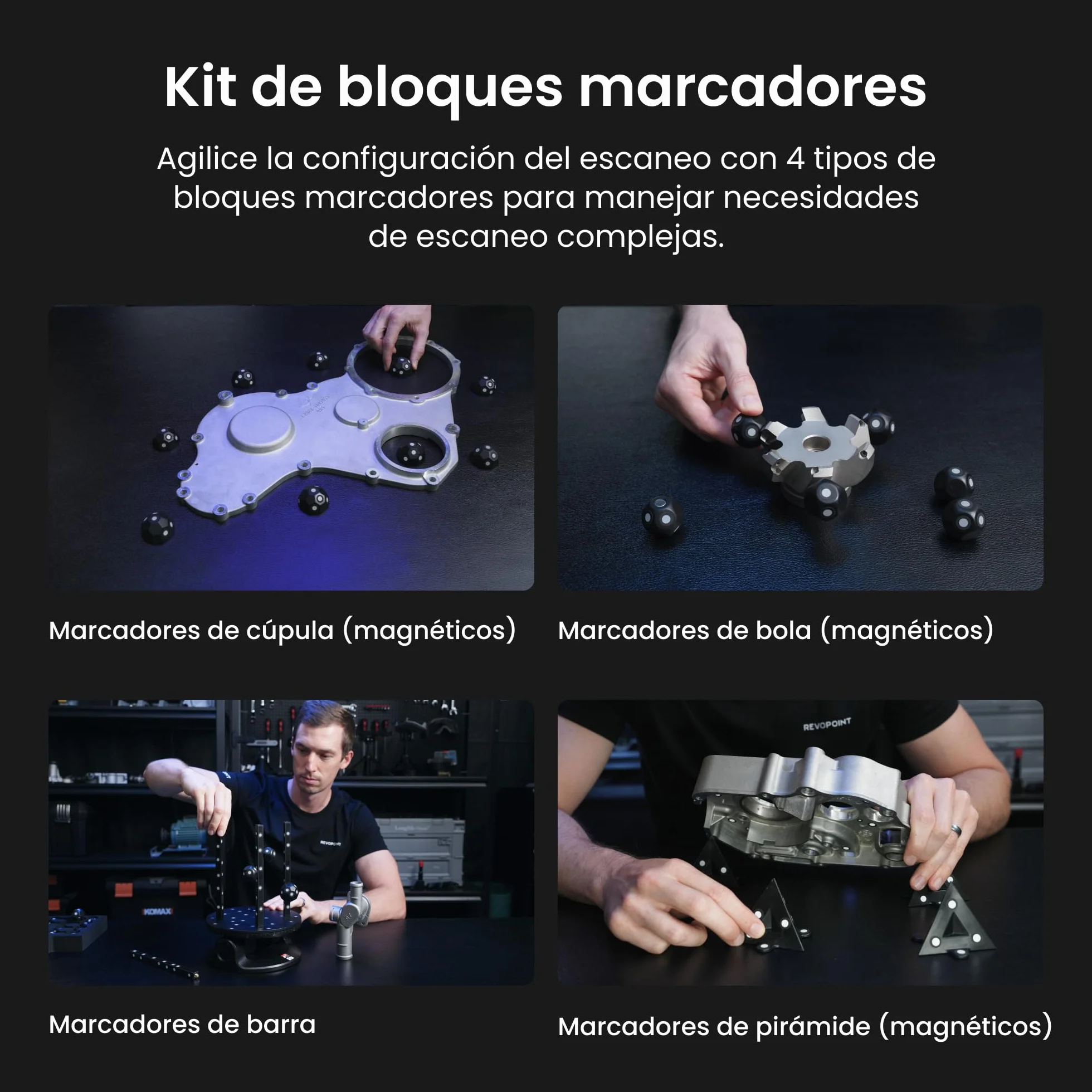 Revopoint MetroX Avanzado Escáner 3D para Impresión 3D, Precisión hasta 0,01 mm, Exactitud de Grado Metrológico, Hasta 60 fps, Láser Azul, 4 Modos de Escaneo, para Escanear Objetos Metálicos/Oscuros