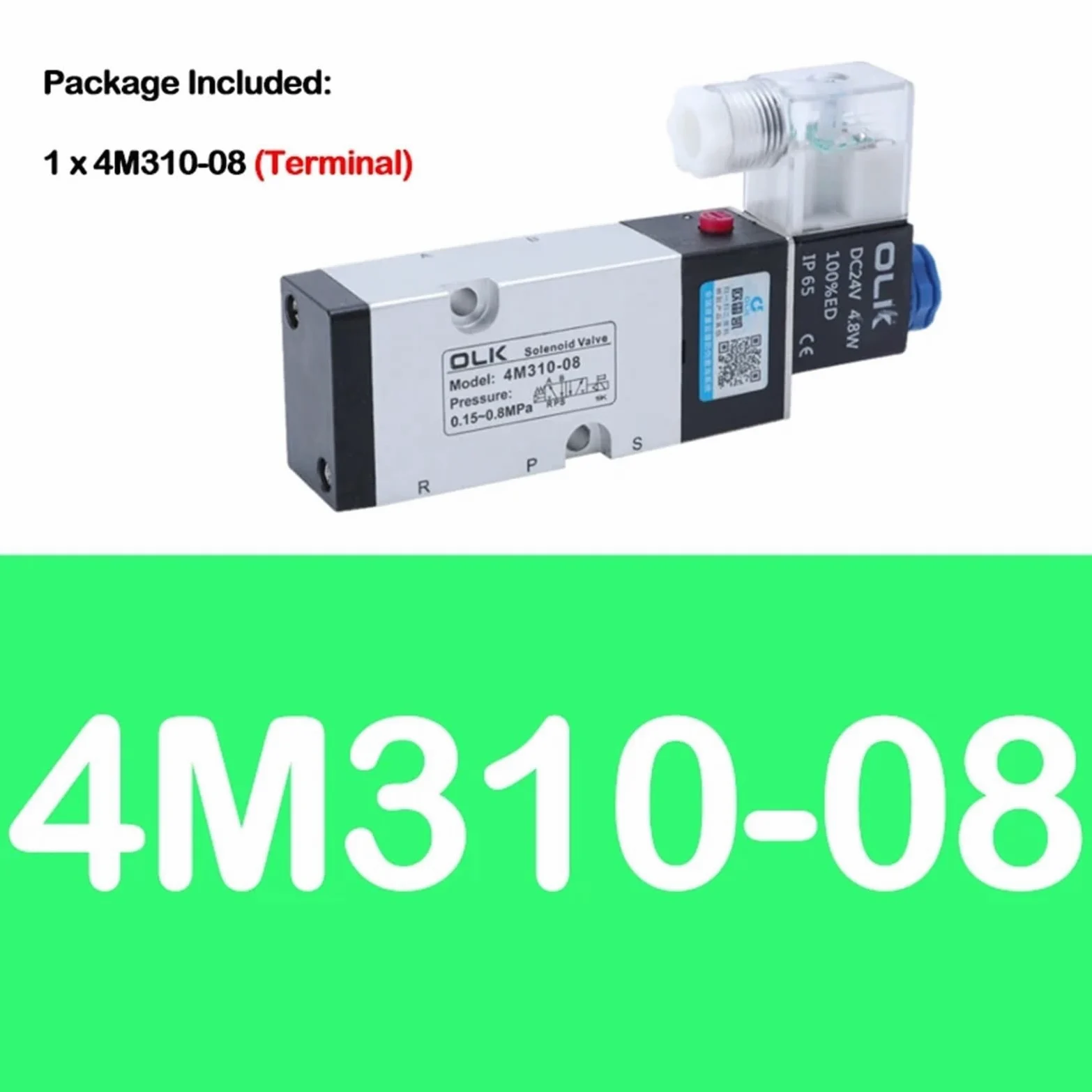 4M210-08 4M310-08 4M410-10 Válvula solenoide eléctrica neumática de Cinco vías, 2 Posiciones, 3 Puertos, Control de válvula de Aire electromagnética.(4m210-08 Pc10-02,AC24V)