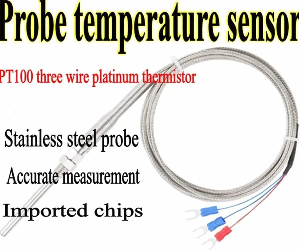 Sonda de Temperatura RTD PT100 1/2" NPT Cable 2m Acero Inoxidable -50 a 300°C