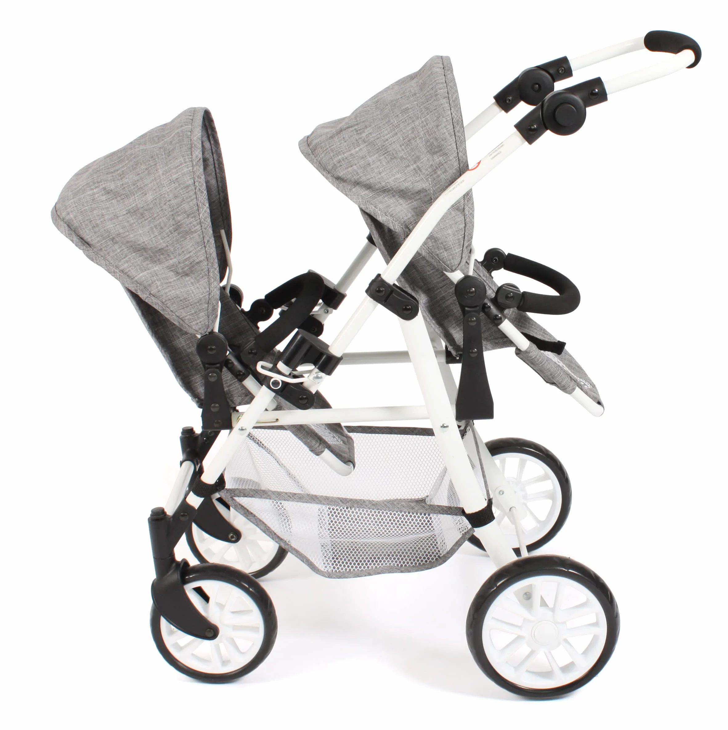 Bayer Chic 2000 Cochecito de muñecas Twinny Gemelo para Dos muñecas Gris Vaquero 63 x 43 x 77 cm
