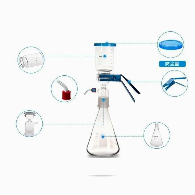 1 cabezal de filtración de vidrio for equipo de filtración al vacío de 2000 ml: membranas y equipos de filtración con núcleo de arena, cristalería de laboratorio