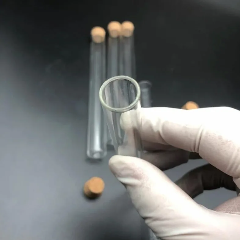 Tubos de ensayo de vidrio de laboratorio de 20 piezas con tapones de corcho, recipientes de laboratorio transparentes de fondo Flat de 15x150mm