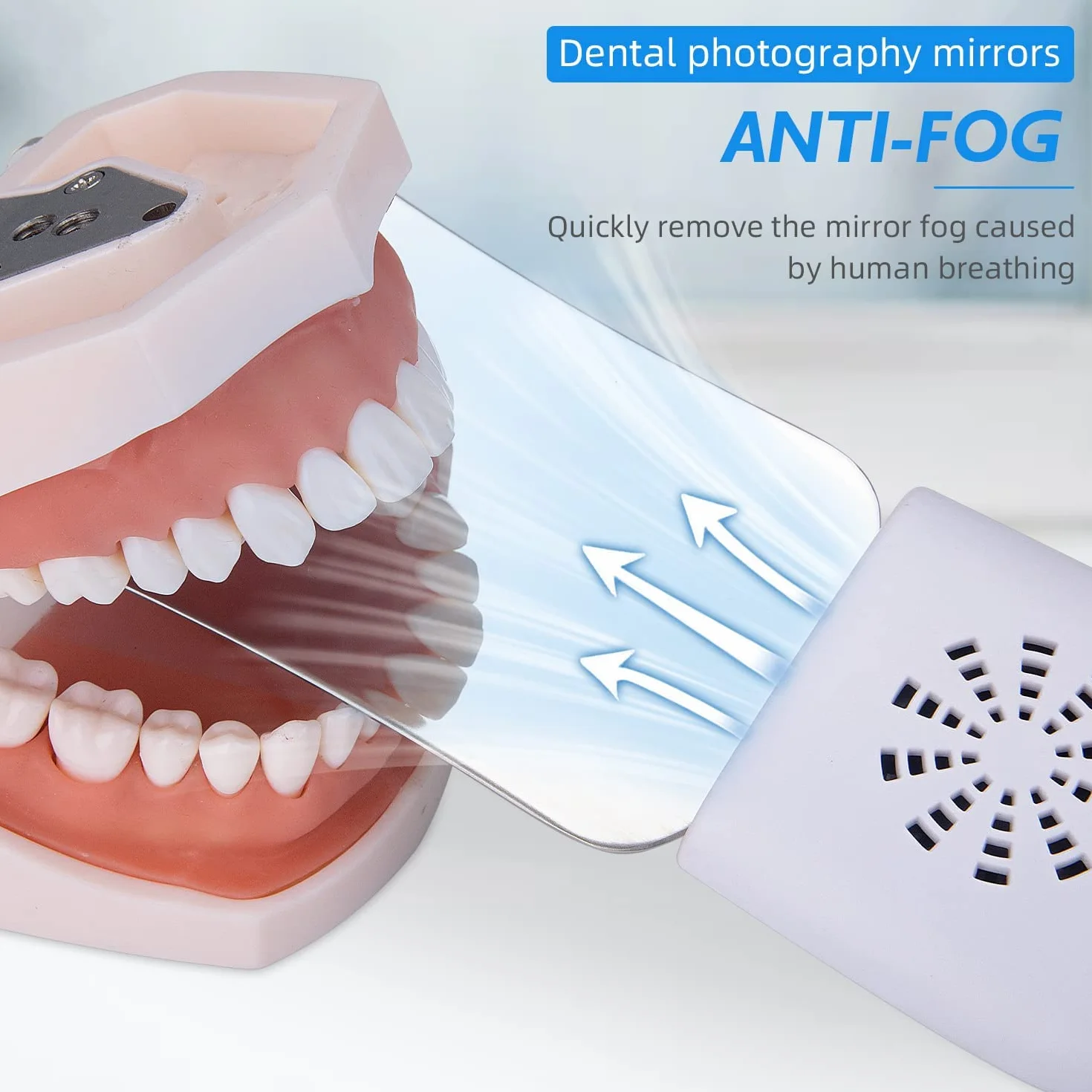 Espejos Dentales para Fotografía sin Niebla, Reflector Dental Intraoral 2 Caras Acero Inoxidable 4 Espejos