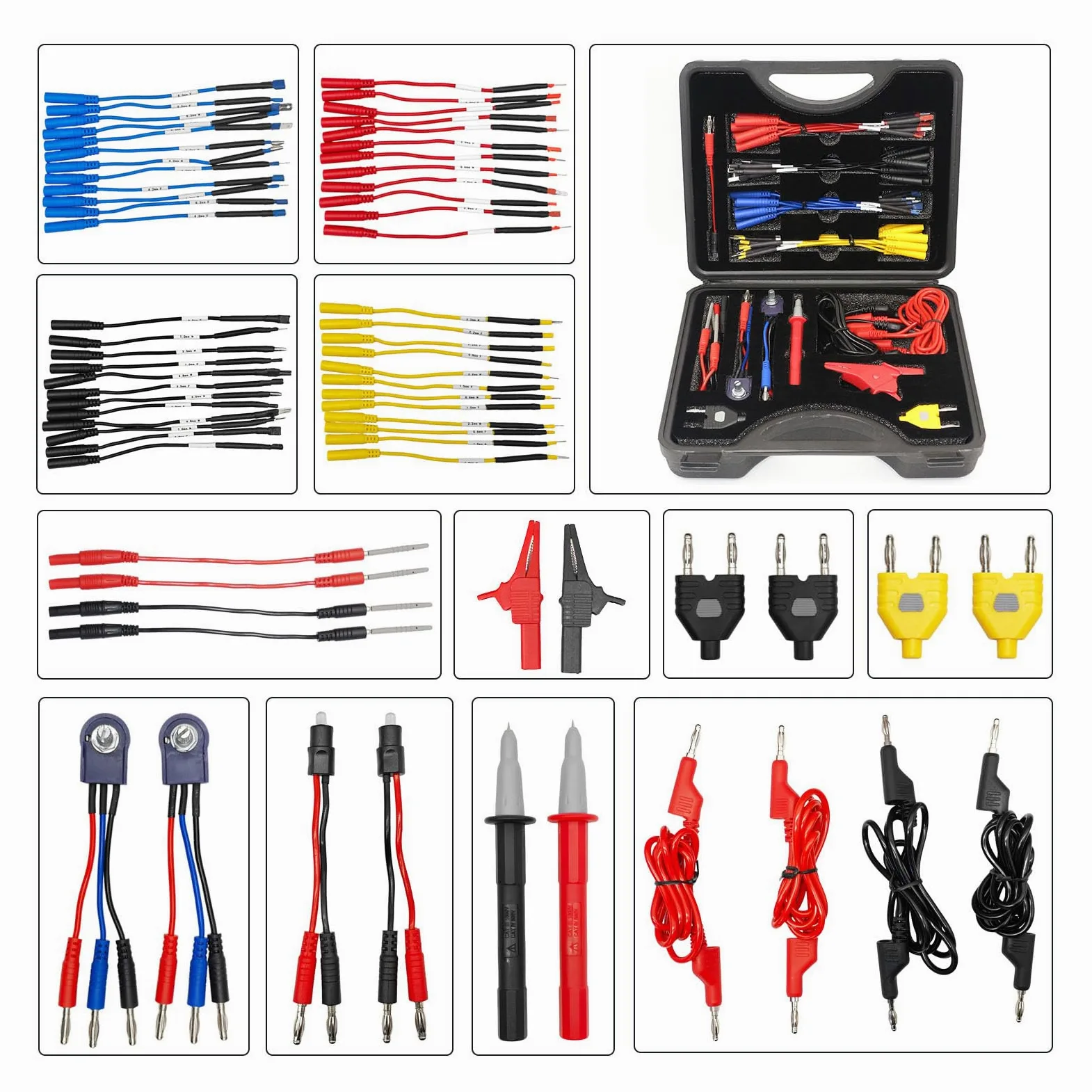 Juego de 68 cables de prueba de circuitos automotrices, juego de pruebas eléctricas para coche, funcionamiento simple para diagnóstico eléctrico de coche y conexión de multímetro, enlace de salida
