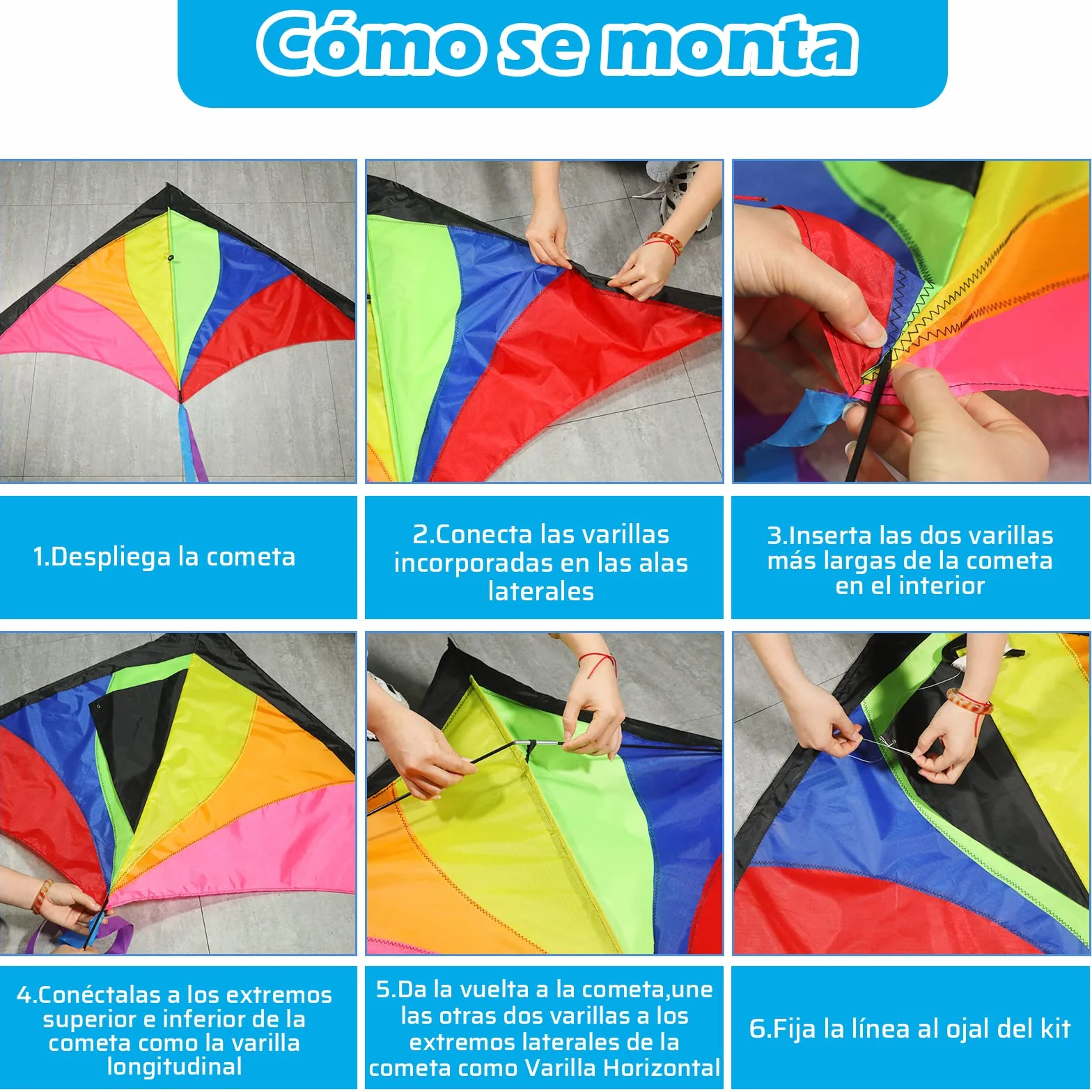 Anpro Gran Cometa para Niños y Adultos Fácil de Volar Viento Fuerte Brisa Suave