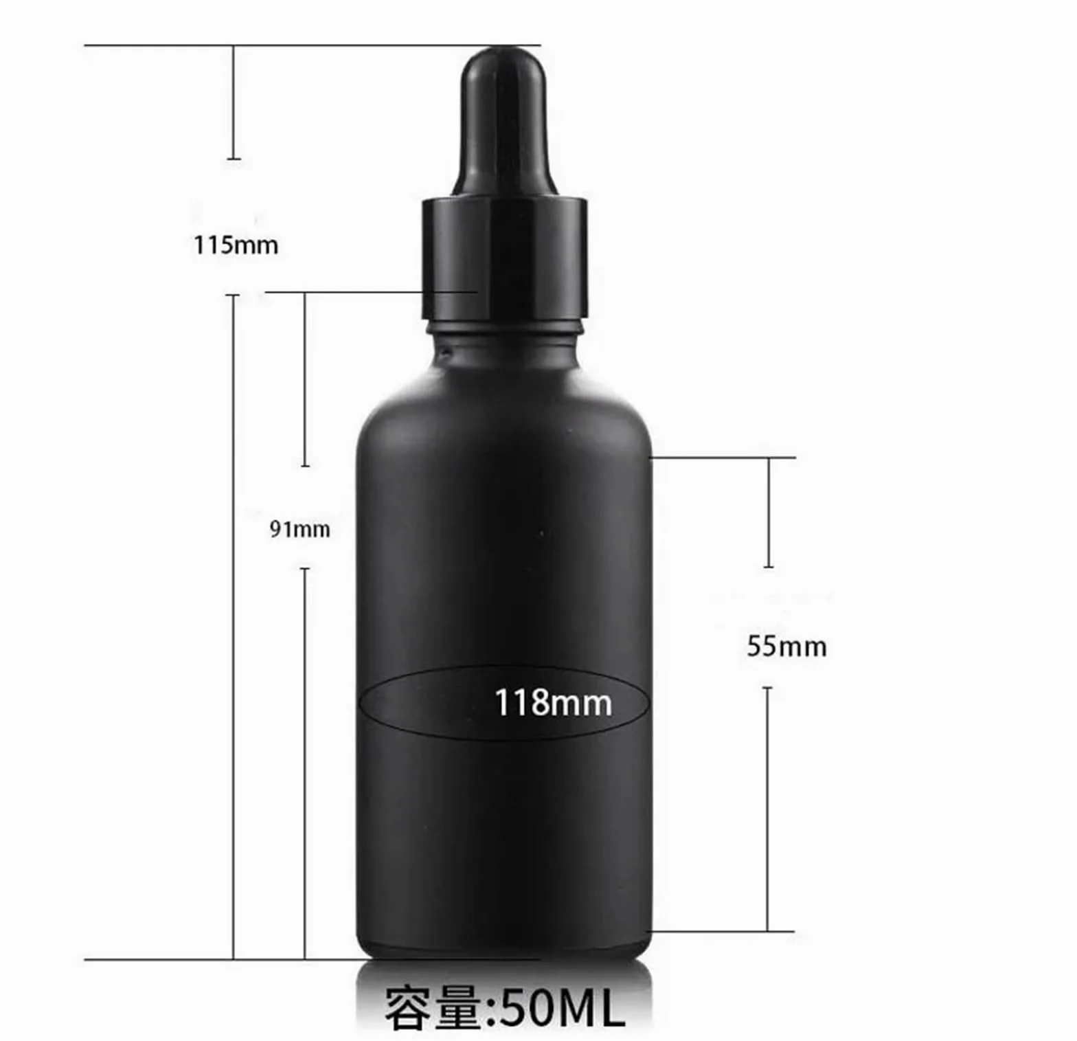 Gotero Botellas cuentagotas de vidrio negro esmerilado, botella pipeta con gotero vacía brillante for suero aceite Perfume esencial(Bright Black,10PCS_100ML)