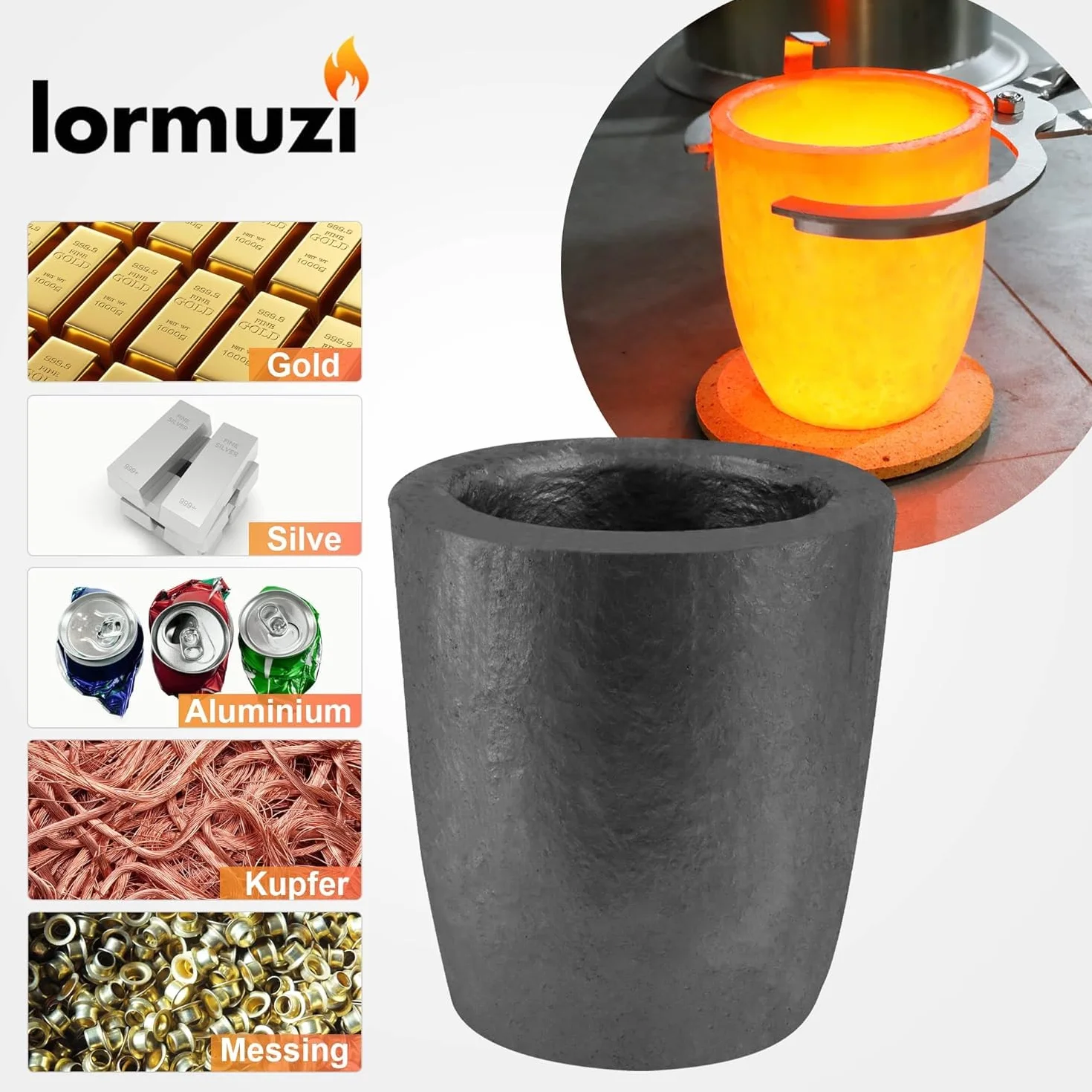 Graphite Crucible 4.5 kg for Metal Melting Casting Gold Silver Copper Brass Aluminum