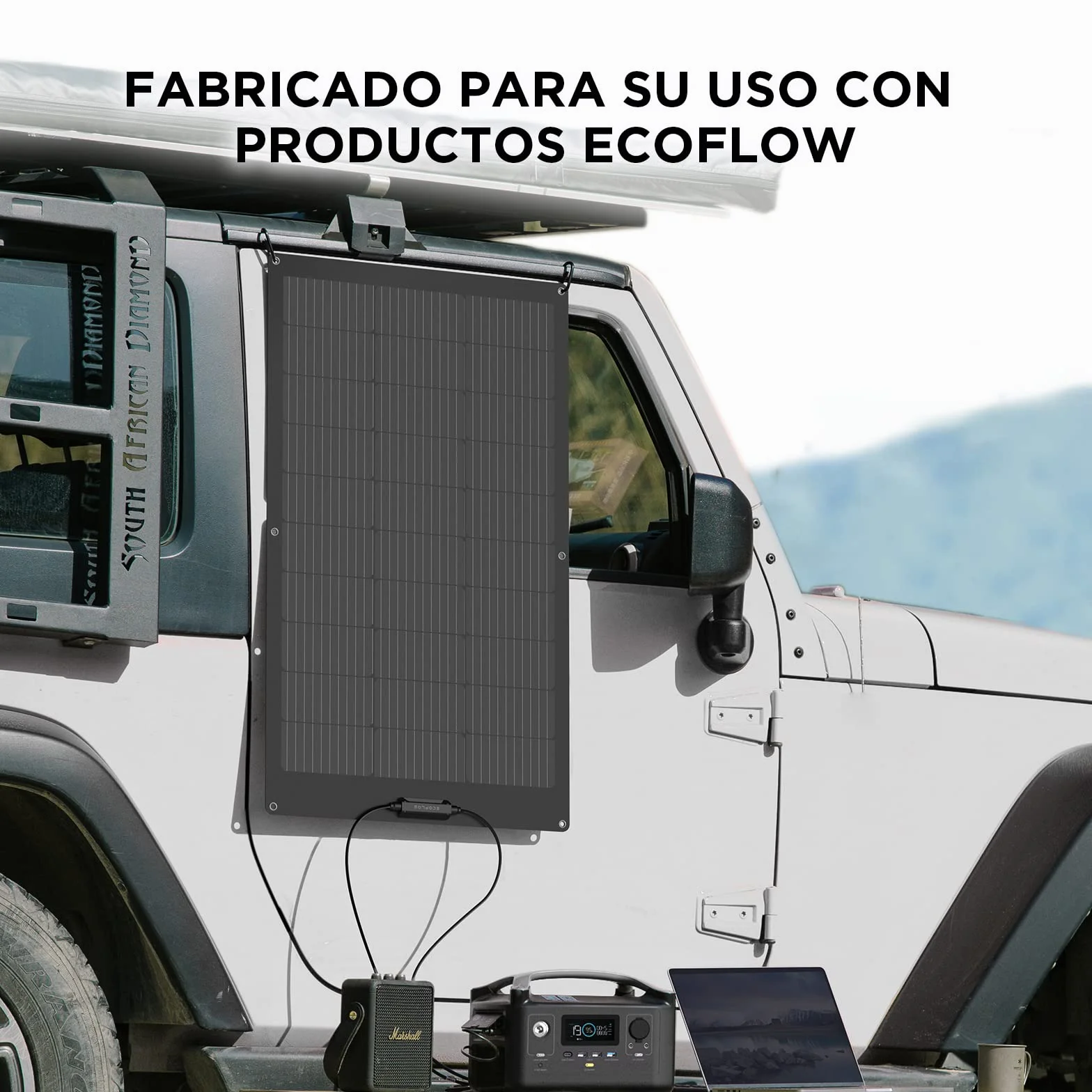Panel solar flexible EcoFlow de 100 W con impermeabilidad de grado IP68 y celdas solares de alta eficiencia para techos, autocaravanas y mucho más