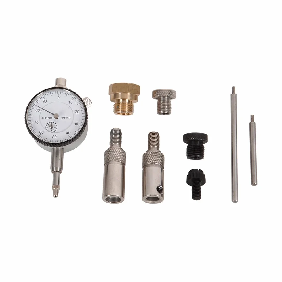 Kit de indicador de esfera con adaptadores de bujía de 10 mm y 14 mm, para sincronización de encendido TDC y afinación del motor, herramienta de medición de precisión profesional