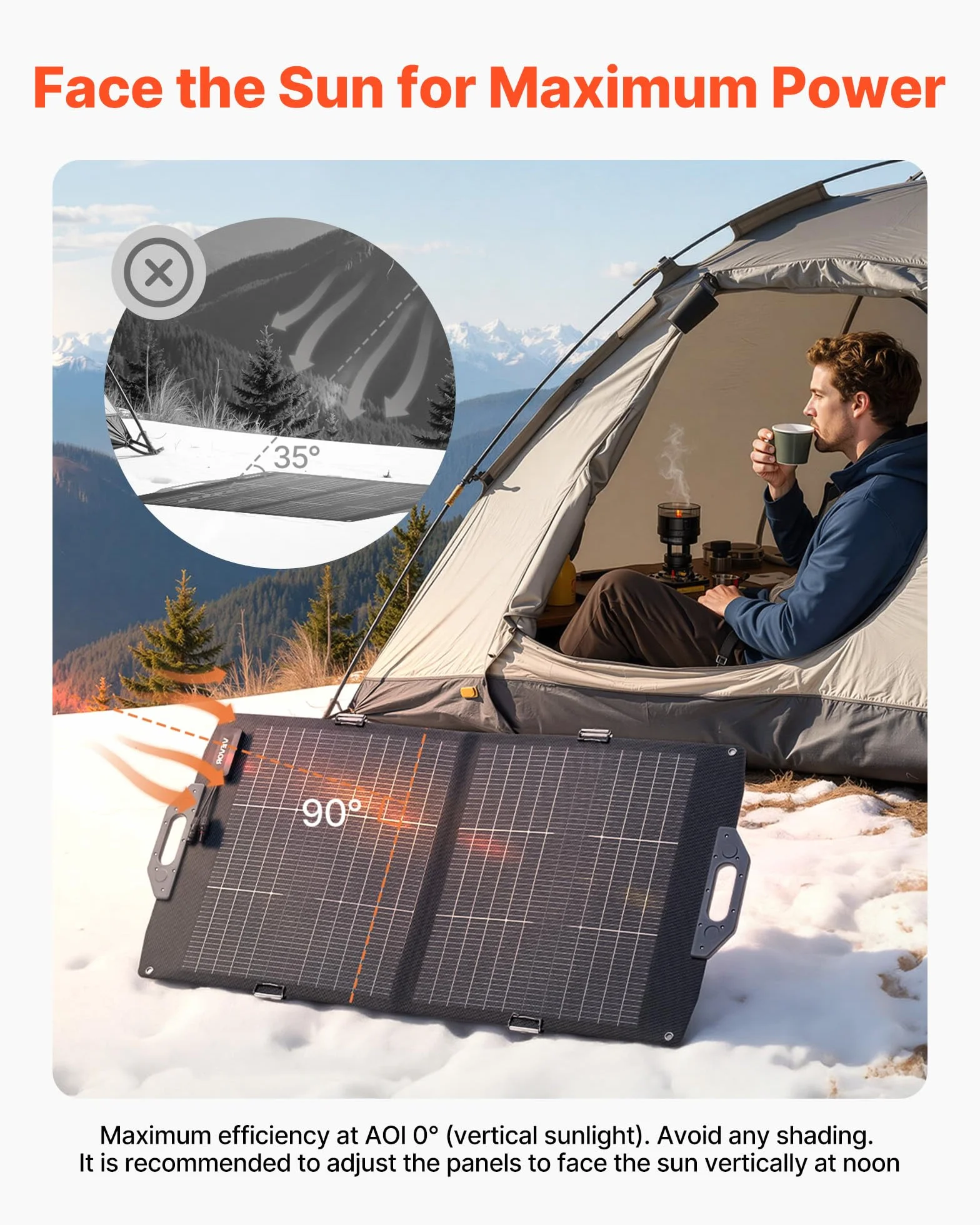 VEVOR Placa Solar Plegable 100W, Panel Solar Portátil con Célula Fotovoltaica Bifacial, Salidas de USB MC4 DC, IP65 Impermeable, Compatible con Estaciones de Energía Autocaravanas Acampada Viajes