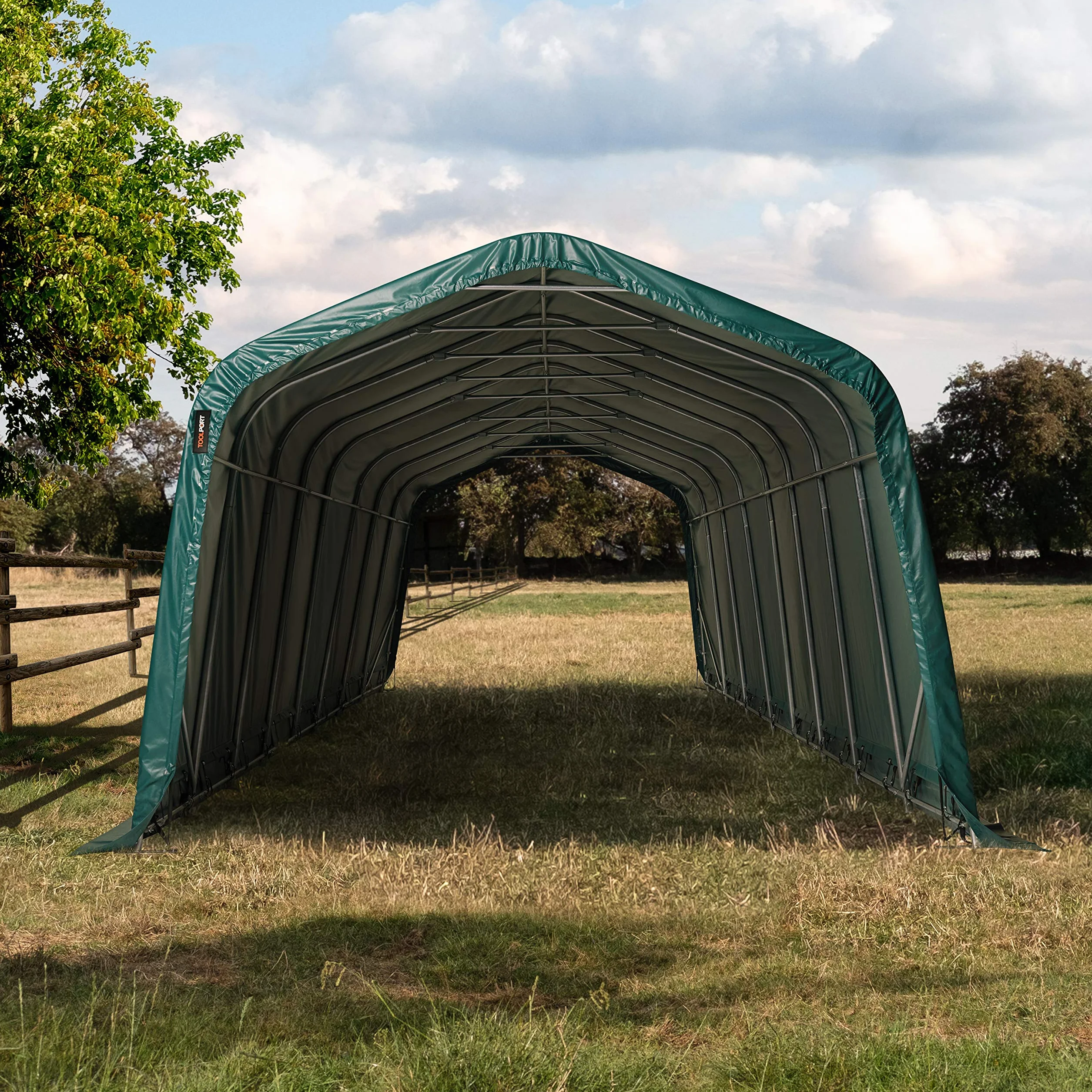 Robusto Refugio de pastizal 3,3x9,6 m Impermeable Lona PVC 800N Tienda de Almacenamiento, para Suelos de hormigón, Verde