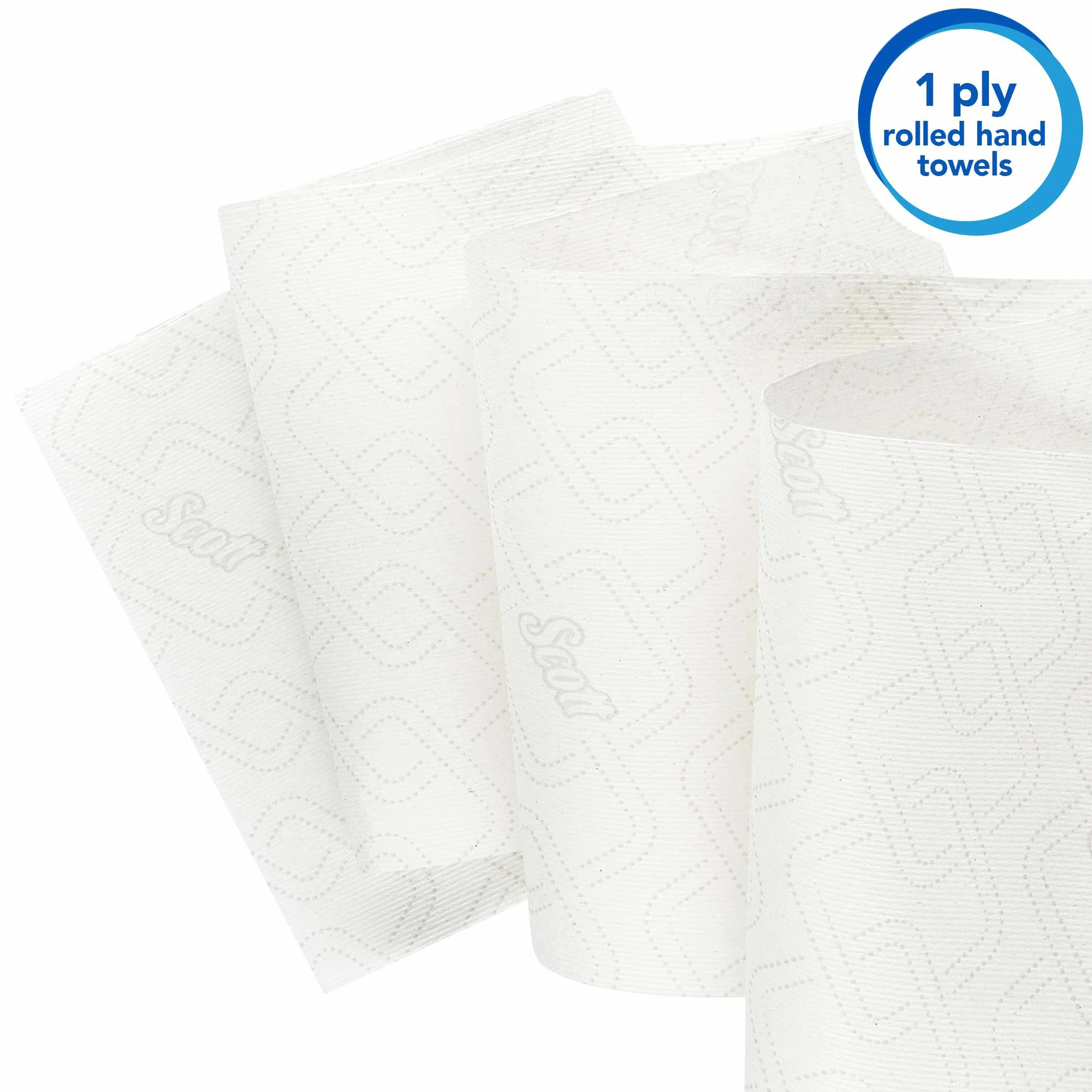 Scott Essential secamanos en rollo 6691, Rollos de papel secamanos blanco, Con tecnología Airflex, 6 rollos de 350 m (2100 m en total)