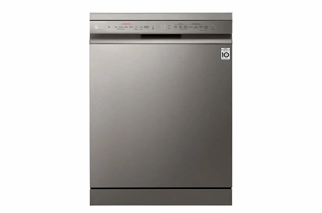 LG DF365FPS - Lavavajillas Independiente Serie 3 14 Puntos Sistema QuadWash con 4 brazos Pulverizador de vapor TrueSteam Apertura de Puerta Automática 3 Cesta para Cubiertos Wifi Gris