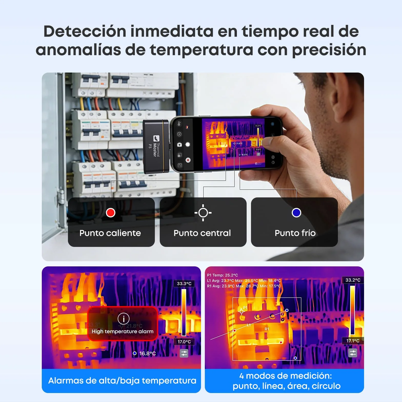 P3 Cámara Térmica Infrarroja para Android/iOS/PC | 512x384 X³ Super IR Resolution | Lente Macro 8mm | Detección PCB 1mA | -20°C a 600°C | Para Climatización y Electrónica