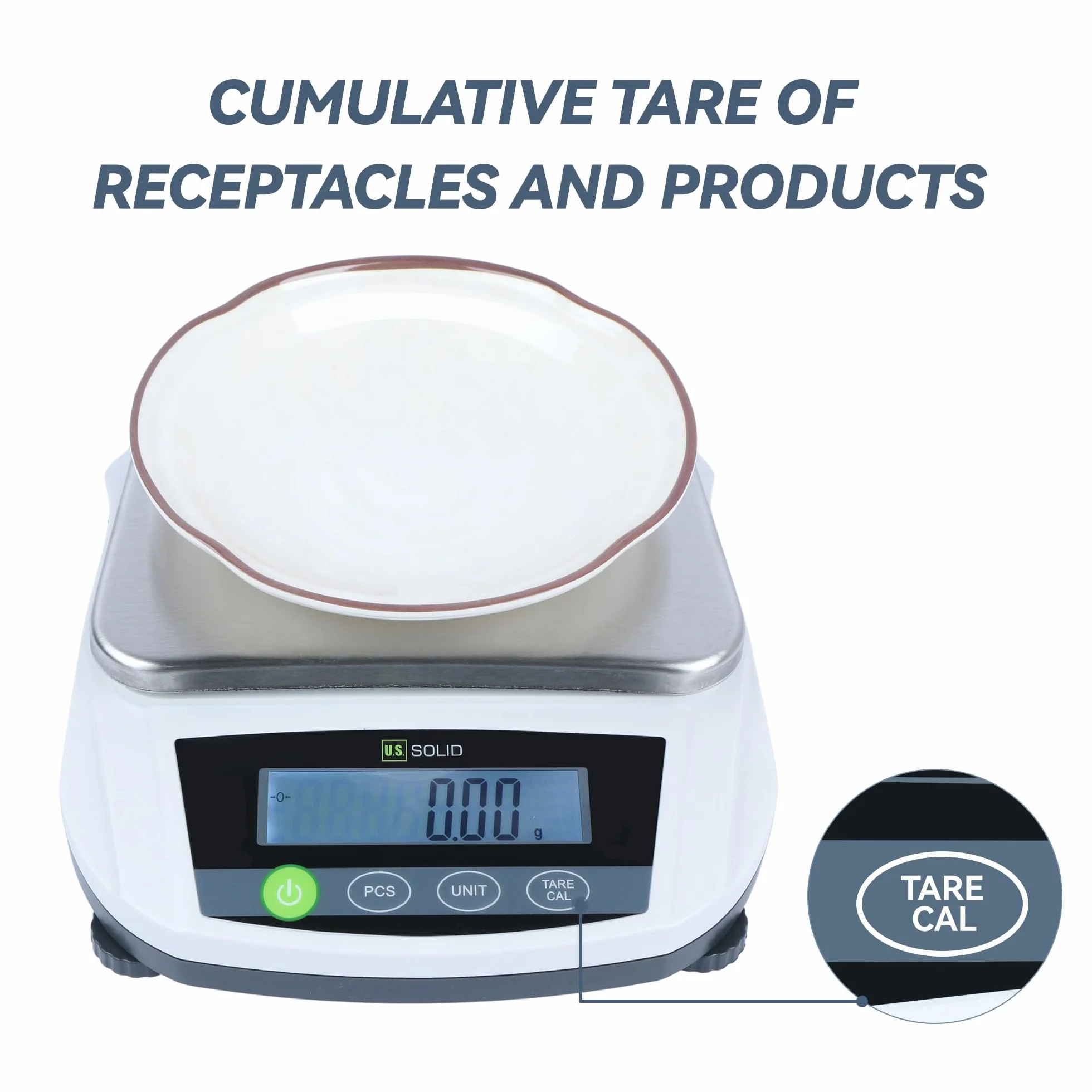 U.S. Solid Báscula digital de laboratorio de 5000 g x 0,01 g, balanza analítica de precisión, pesaje científico de joyería de cocina, pantalla LCD