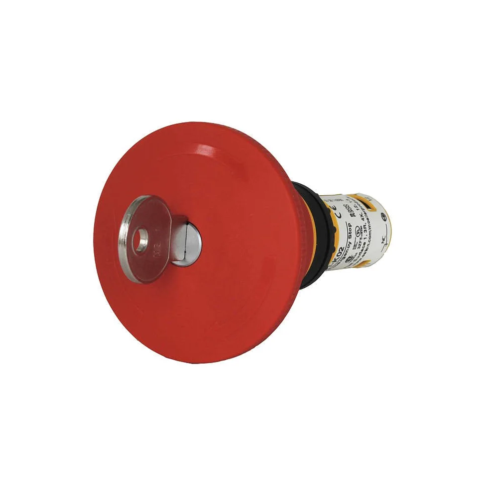 Eaton C22-PVS45P-MS1-K11 Pulsador Parada de Emergencia Compacto, 45 mm, Desenclavamiento por Llave MS1, 1 NO + 1 NC