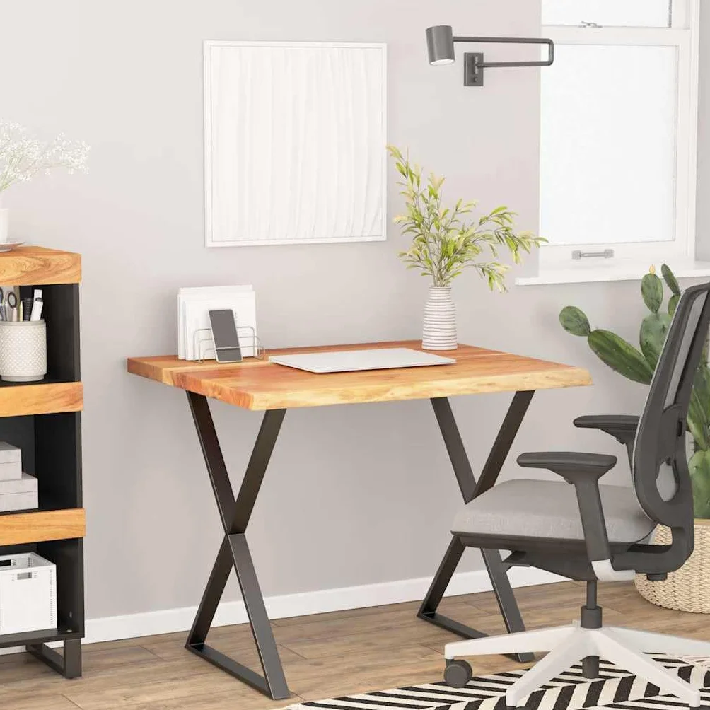 vidaXL Tablero Rectangular, Superficie de Mesa, Tablero de Trabajo Comedor, Superficie para Oficina, Madera de Acacia Borde Vivo 90x80x2,5 cm