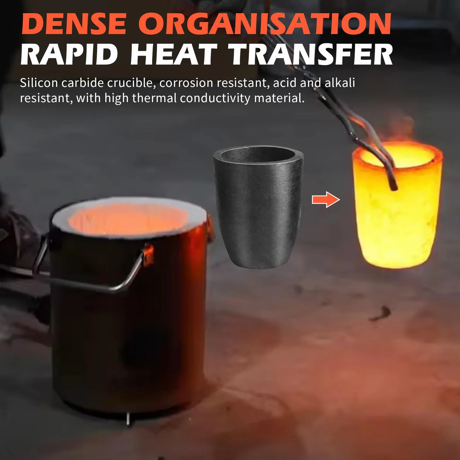 Crisol de grafito de carburo de silicio para fundir metal, fundición de oro plata cobre latón aluminio