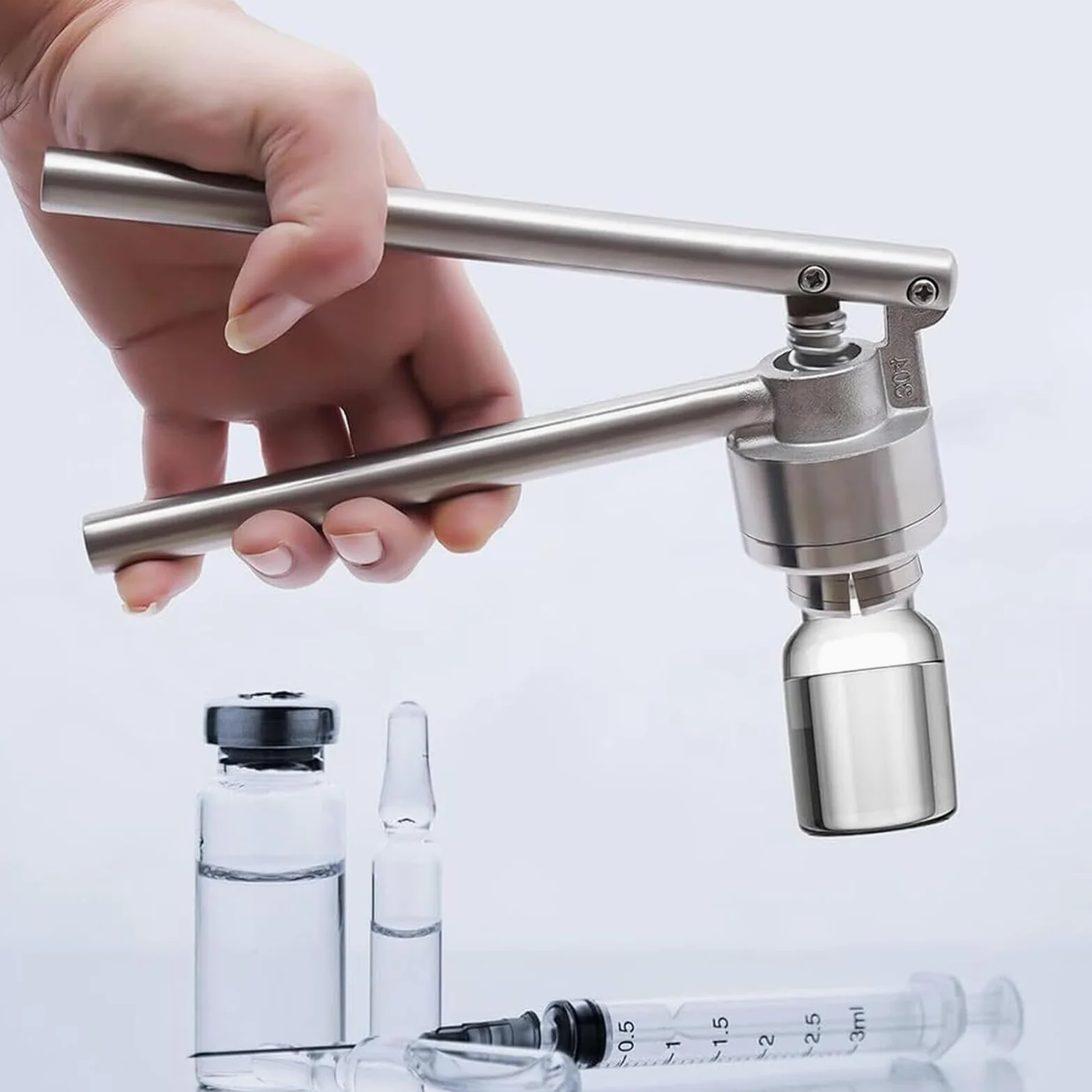 Máquina De Sellado Manual para Viales, Prensadora De Viales Abatible, para Tapa De Aluminio/plástico De 15 Mm, Abrazadera Manual para Prensaestopas, Acero Inoxidable 304,A
