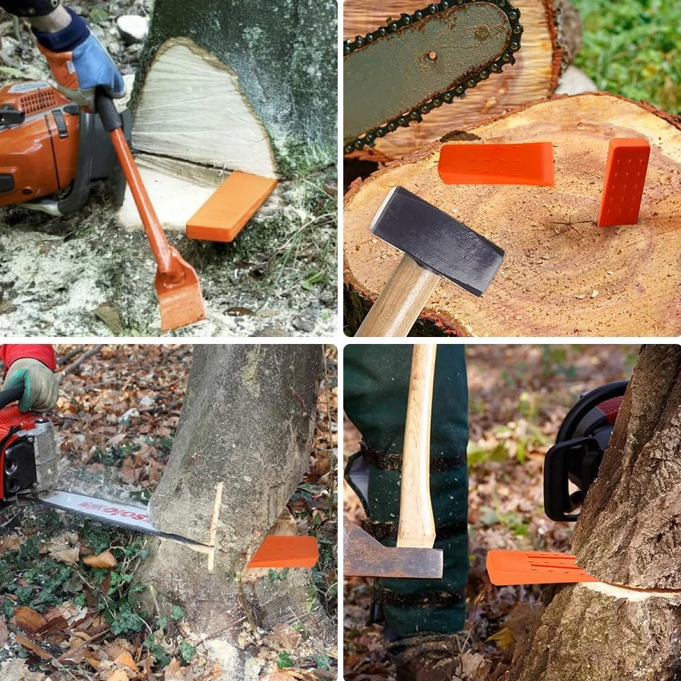 4 Piezas Cuñas de División, 6" Cuñas para Talar árboles con Bolsa Cuñas de Corte de Motosierra Cuña de Arbol Plástico Cuñas de Tala para Motosierra Accesorio Herramienta para Leñadores