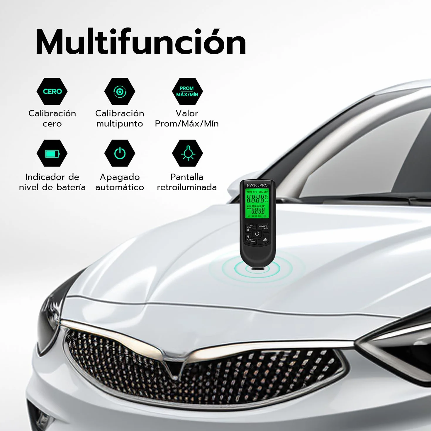 Digital Medidor de Espesor de Revestimientos 0-2000 µm Portátil para Auto Negro