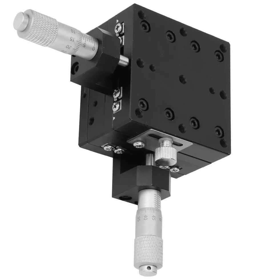 Keenso XY-Lineartisch SEMY60-AC - Micrometro Manual de precisión, Plataforma de Desplazamiento Lineal, cojinete de Desplazamiento, Mesa corredera, guía de Rodillos XY, Eje de 60 x 60 x 40 mm