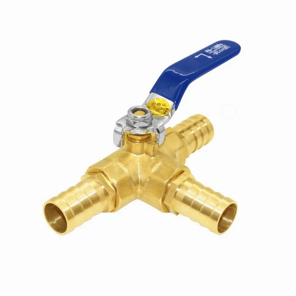 Joywayus Válvula de bola de rosca de 1/2 "G de 3 vías de cierre de puerto en L con manguera de 1/2" T en forma de T de latón de ajuste de un interruptor