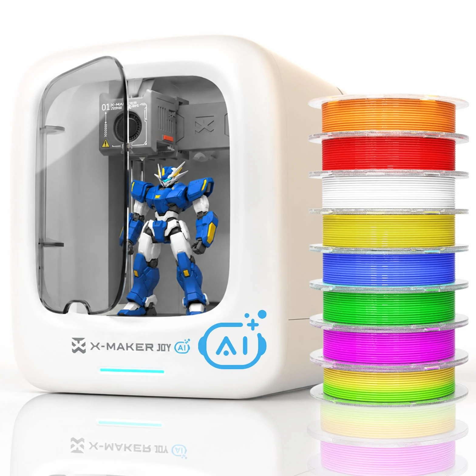 Impresora 3D con IA, 8 Rollos de Filamento PLA, App de Diseño Inteligente, Plantillas 3D y 16 Módulos Mini, Control por App, Time-Lapse, Uso Doméstico