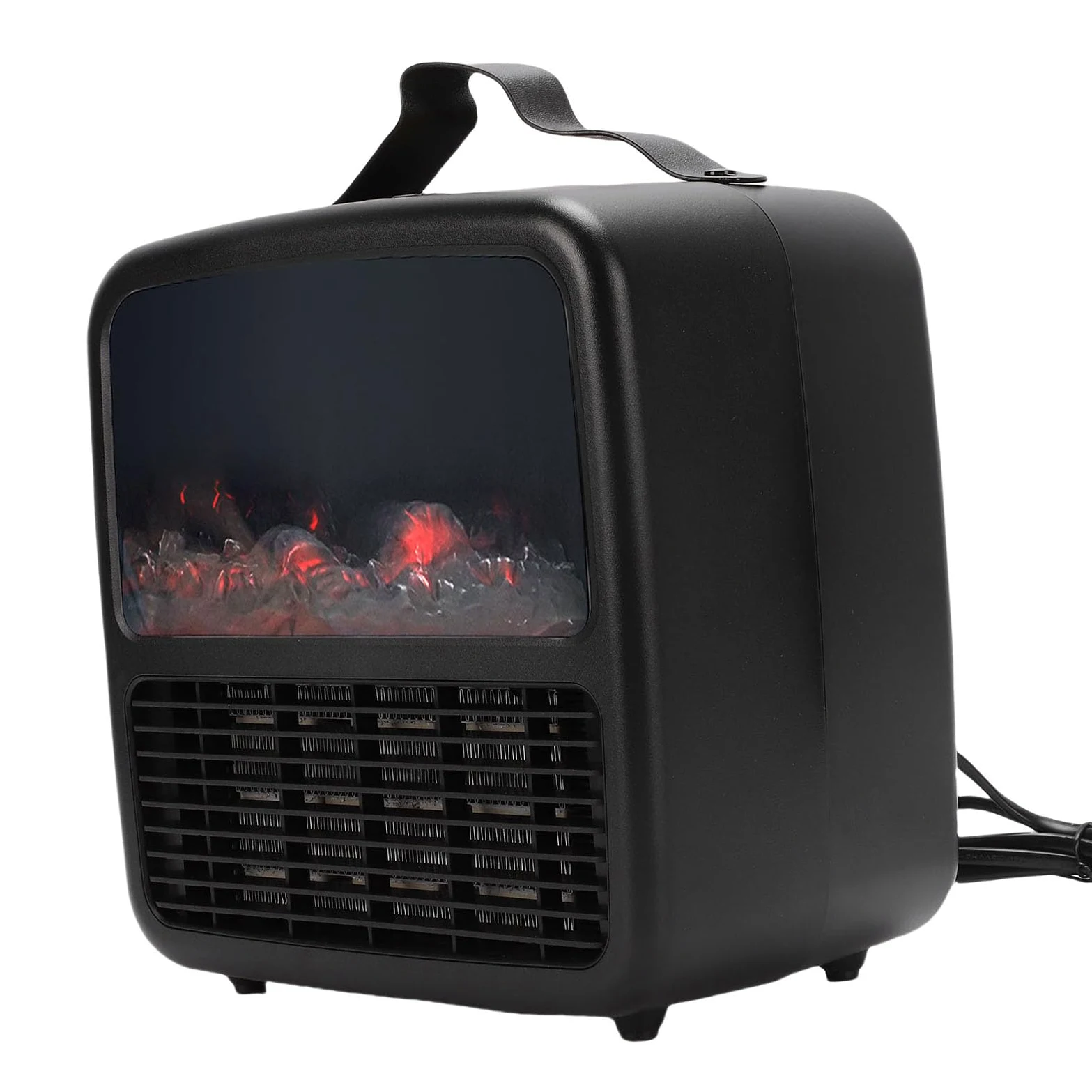 Fdit Calentador Portátil 1500W con Efecto de Fuego 3D Dinámico, Protección contra Sobrecalentamiento, Funcionamiento Silencioso para Oficina en Casa (Enchufe de la UE 230V)