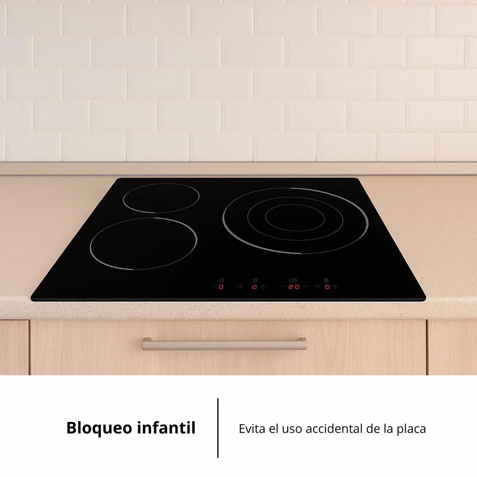 Corberó Placa Vitrocerámica CCVM3574 5700W 3 Zonas Control Touch 30cm Czarna