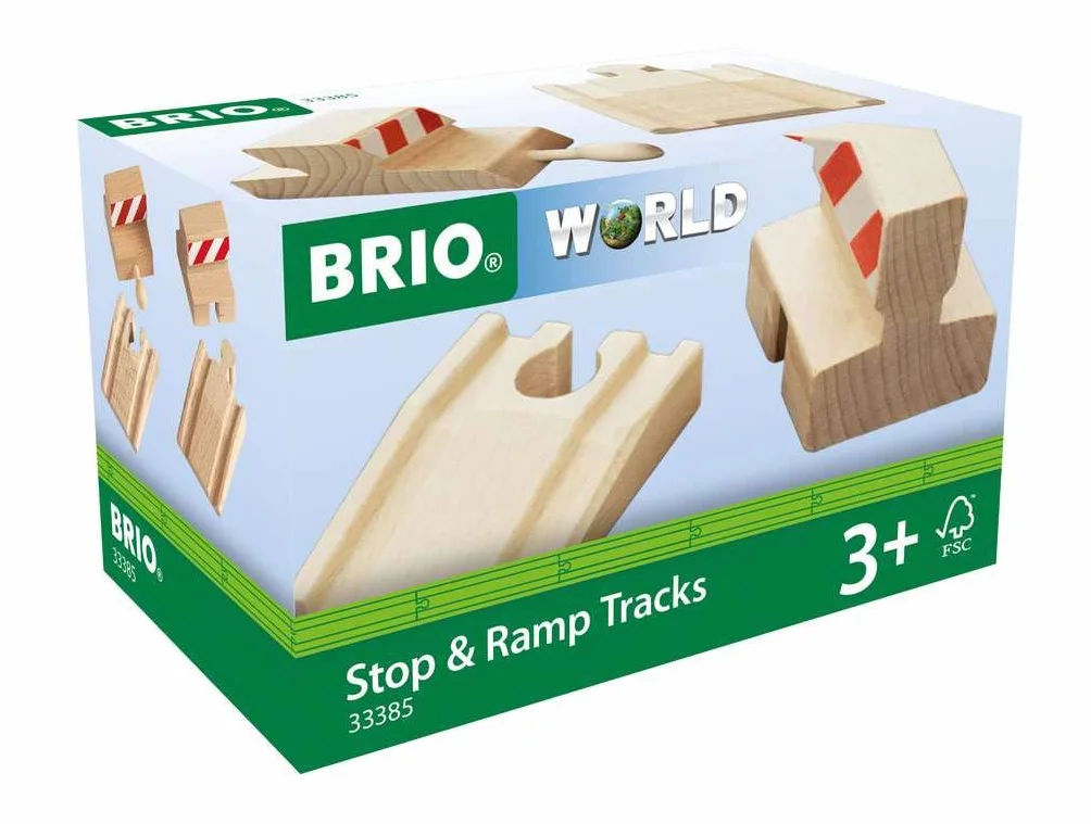 BRIO WORLD Pack vías de parada y en rampa, Accessorios para Circuito de Tren, 4 Piezas, 3+ Años