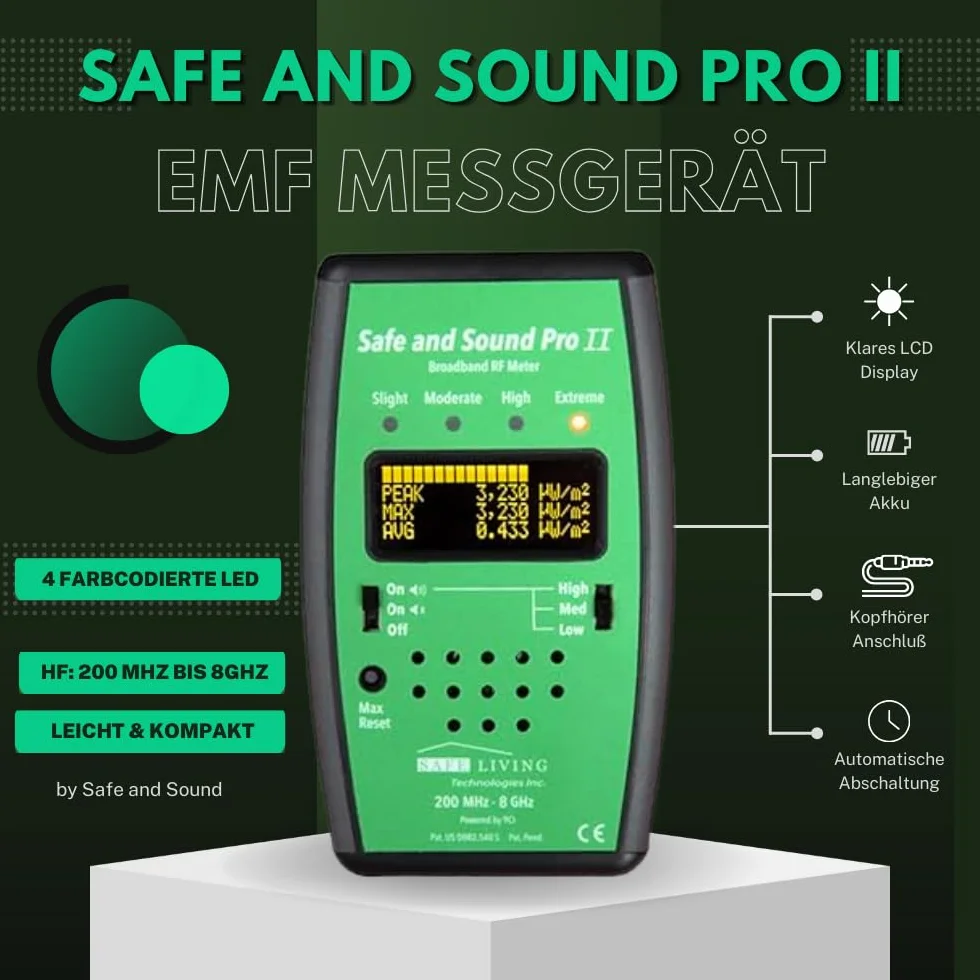 Detector RF Safe & Sound Pro II | Medición de la radiación electromagnética para la salud y el bienestar | Detector de radiación para campos electromagnéticos | Medidor CEM