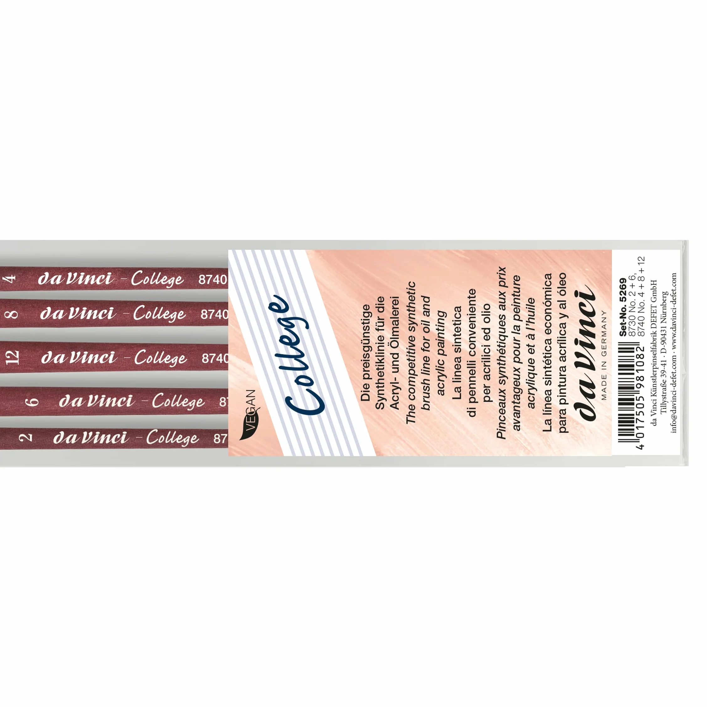Da Vinci 5269 Cepillos de fibra sintética para óleo y acrílico Set de 5