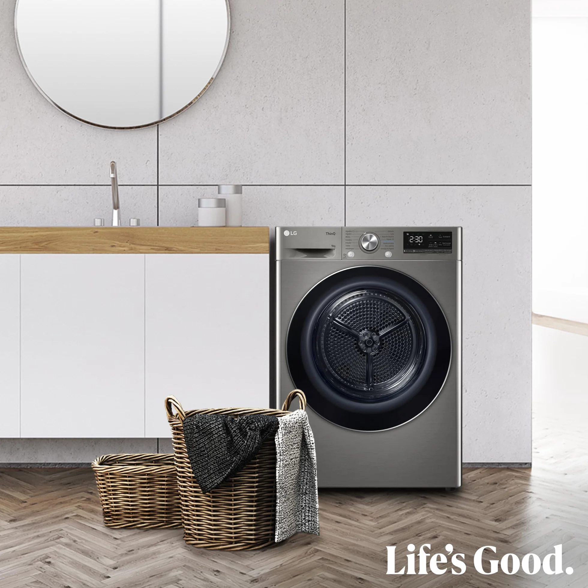 LG RH90V9PV2N Secadora de Ropa 9Kg Bomba de Calor Dual Invert Carga Frontal Serie 900 Inox Antihuellas