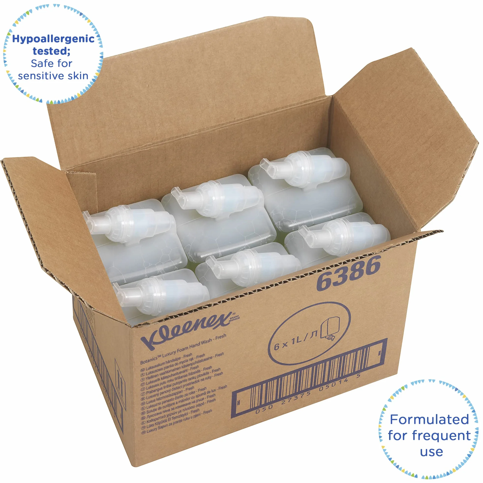 Kleenex Botanics Fresh Jabón de manos en espuma perfumada 6 recambios de 1 litro