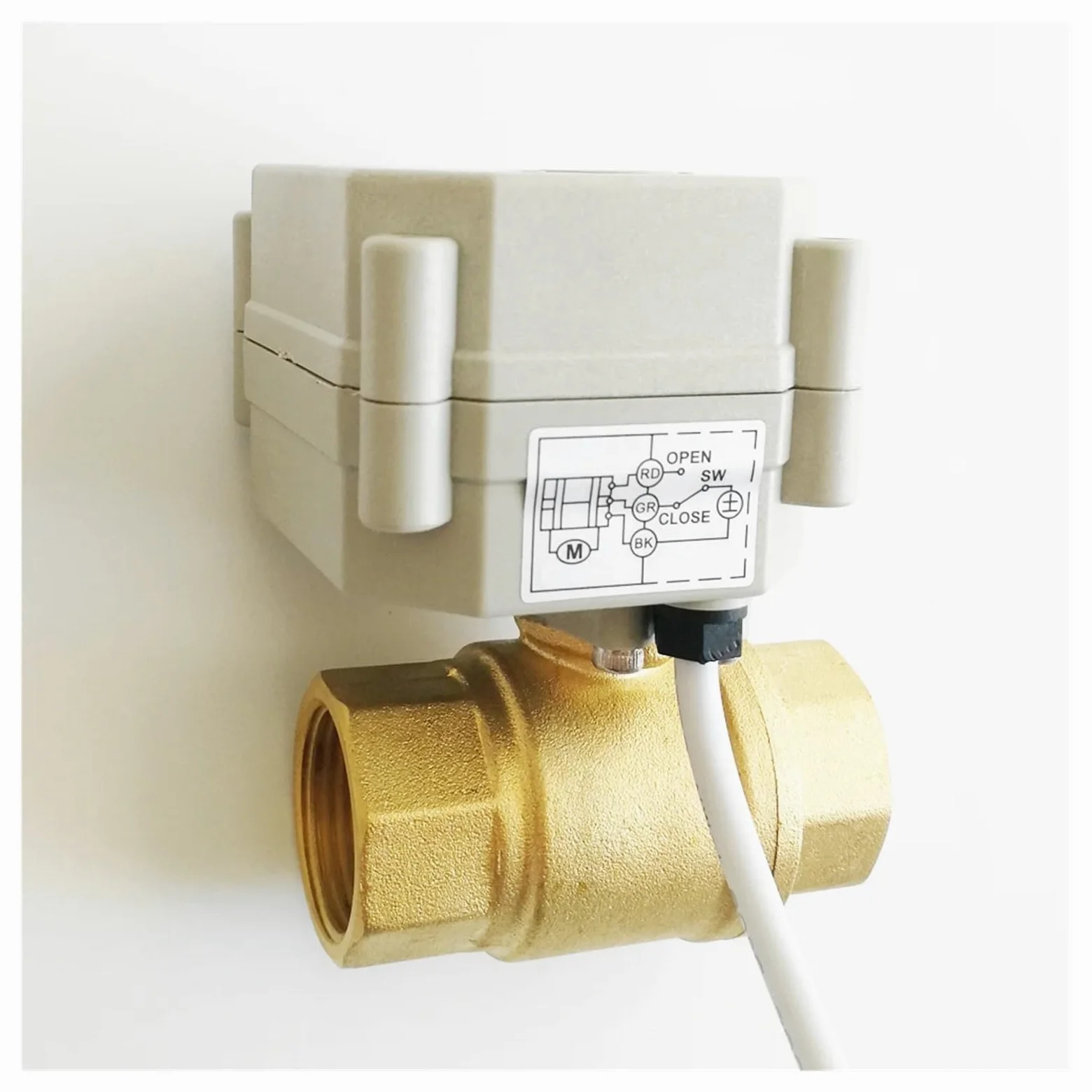 TF20-B2-C Válvula eléctrica de 2 vías de latón BSP/NPT 3/4'' DN20 de puerto completo, normalmente abierta/cerrada, con indicador, CA 110 V-230 V, engranaje metálico(Bsp,CR202 Normally Close)