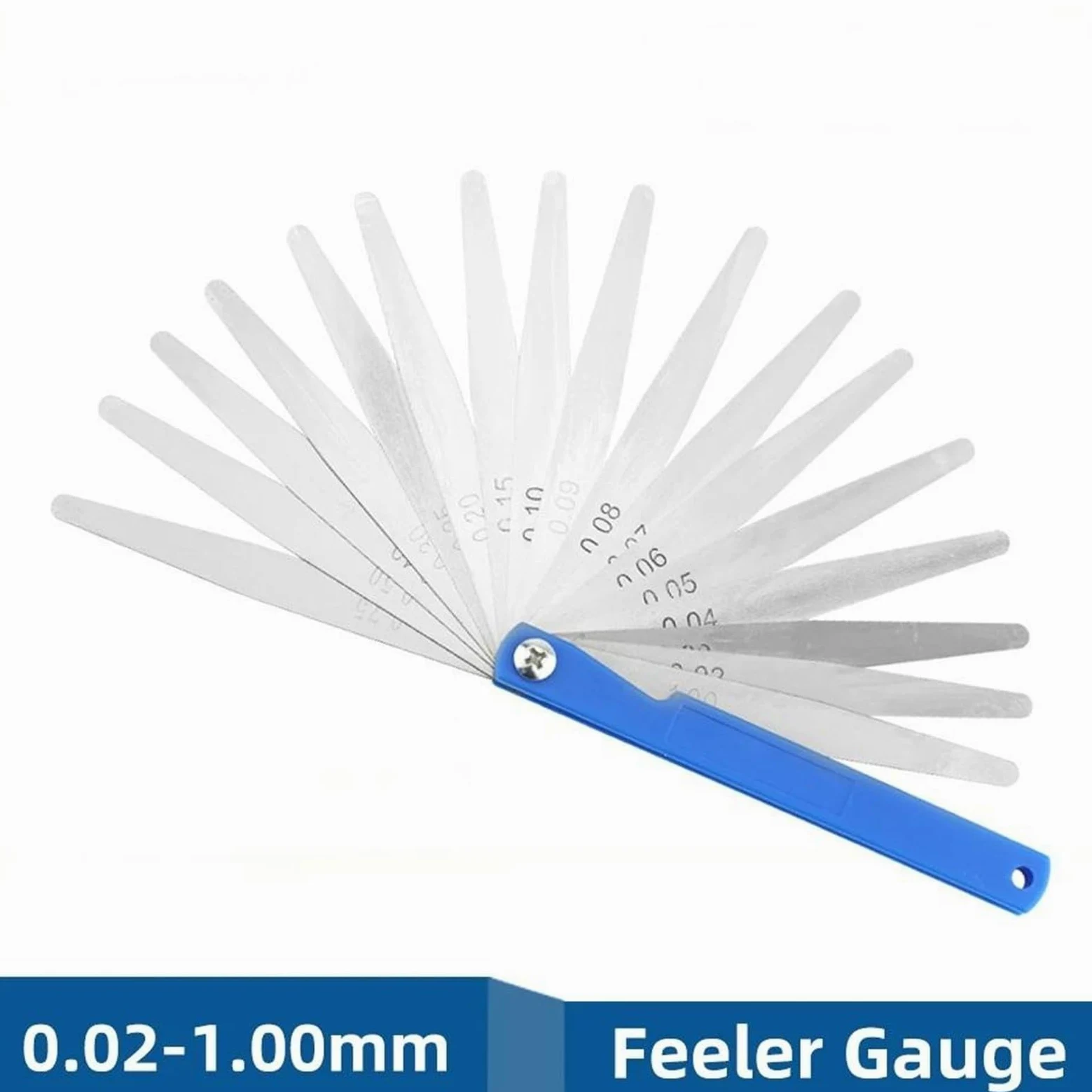 Medidor de espesores/relleno, Juego de galgas espesores, paquete 17, espesor 0,02-1,00 mm, recto(10pcs)