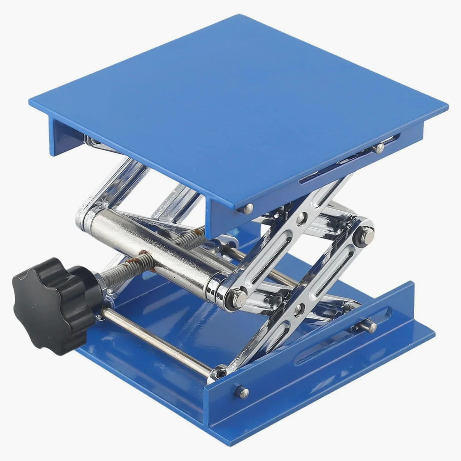Mesa elevadora de aluminio con gato de tijera de laboratorio, soporte de gato manual de laboratorio, altura ajustable de 80 a 325 mm, para laboratorios escolares de física y química
