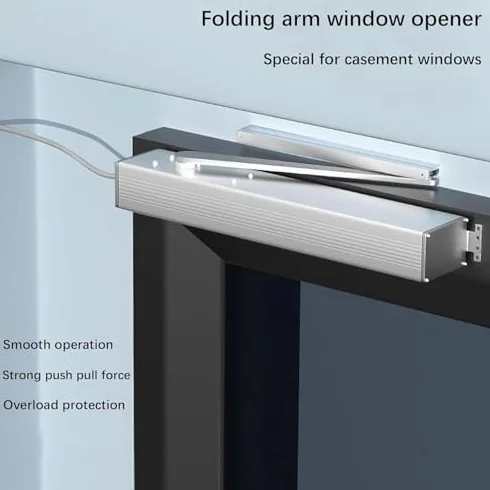 Abridor automático de ventanas con control remoto, apertura de 90° y empuje de 200 N, material de aleación de aluminio, diseño de rodillo silencioso para el hogar, oficina y uso comercial