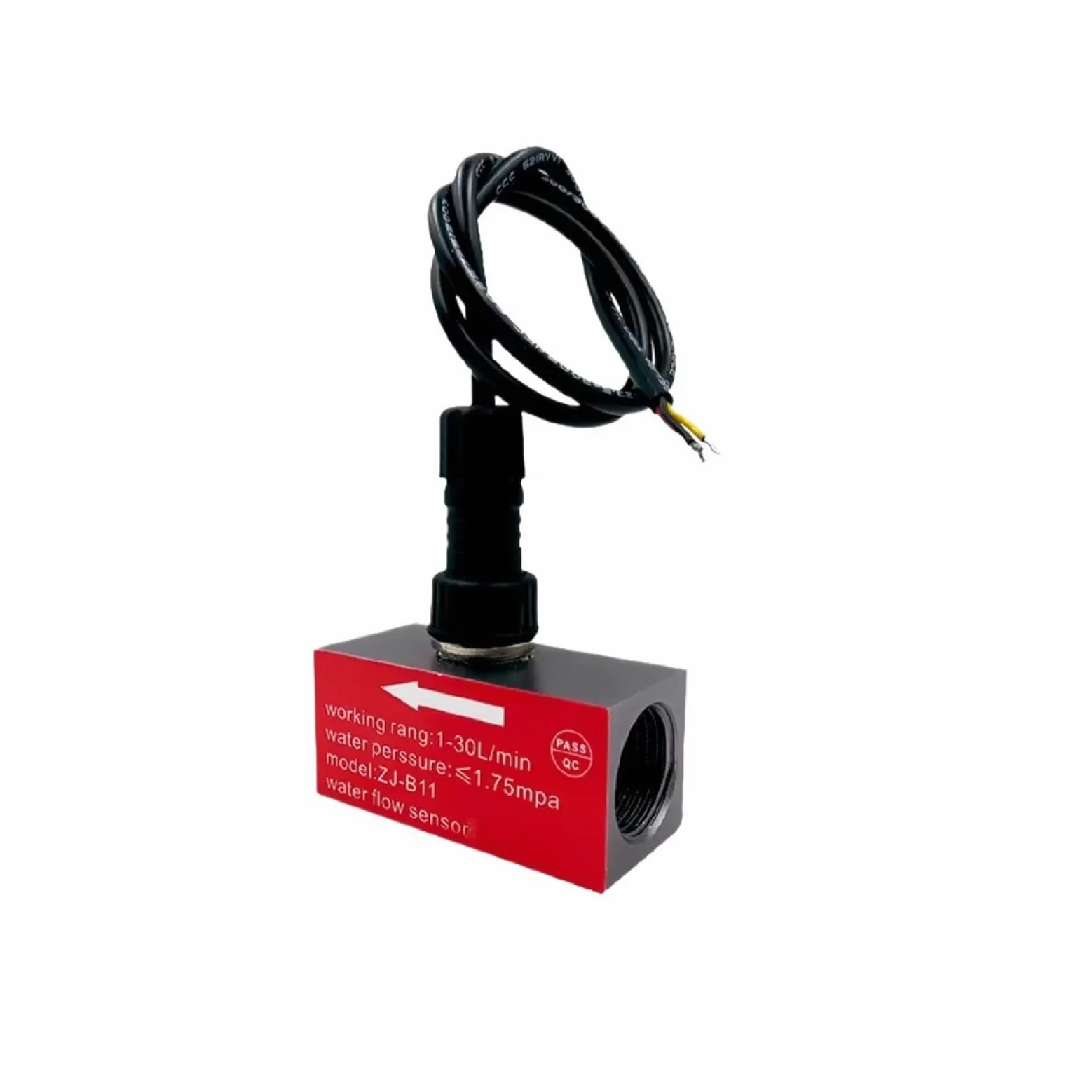 Medidor de flujo compacto de microturbina de 1 a 30 l/min, sensor de flujo de agua de efecto de aluminio, salida de pulso de rosca de 1/2 pulgadas, industrial