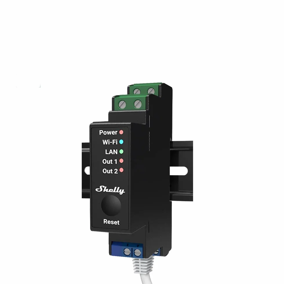 Shelly Pro 2PM, Relé inteligente wifi, LAN, Bluetooth, 2 canales, carril DIN, profesional