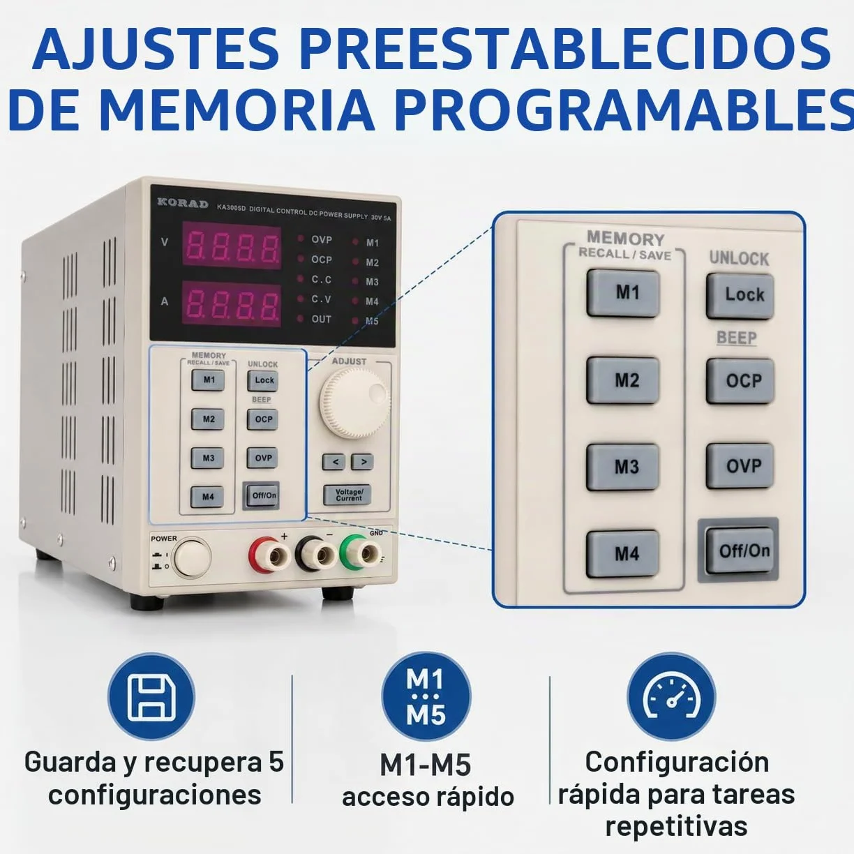 Alimentación de laboratorio ka3005d 0-30 V/0-5 A convertidor de tensión | Alimentación estabilizada e DC ajustable y programable con pantalla LED de 4 dígitos de alta precisión