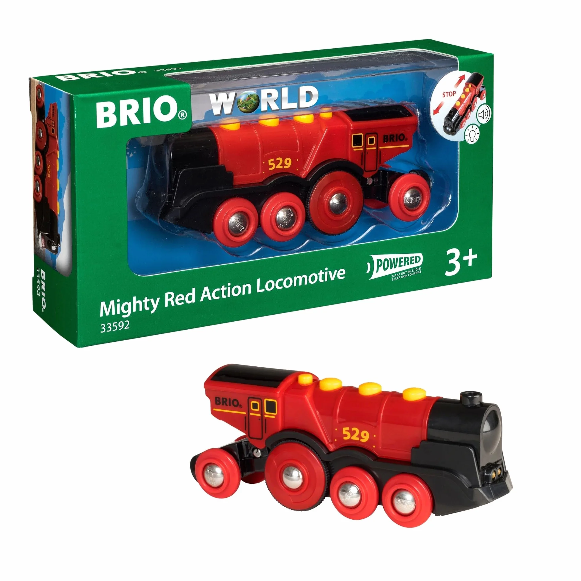BRIO Set Gran Locomotora a Pilas con Luz y Sonido Tren Juguete Ferrocarriles Juguetes Niños 3 Años