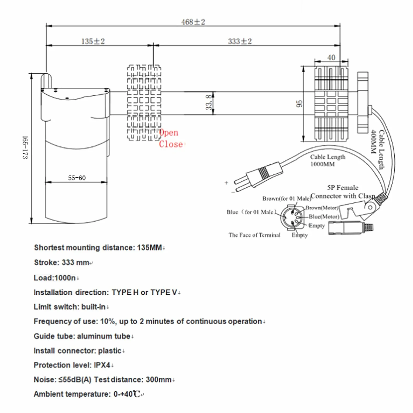 Actuador Lineal De Sofá Eléctrico 29V DC Motor Reclinable Eléctrico Reemplazo del Motor del Sofá De Carrera De 333 Mm para Sofás Eléctricos Sillones De Masaje Reclinables 4318 5311