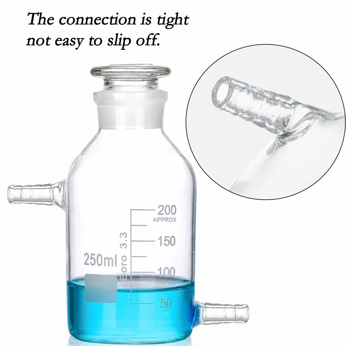 Botella de reactivo de desviación de vidrio de borosilicato, botella de almacenamiento de vidrio transparente de boca ancha, con tapón de vidrio esmerilado y dos cabezas de pagoda. (1000ML)